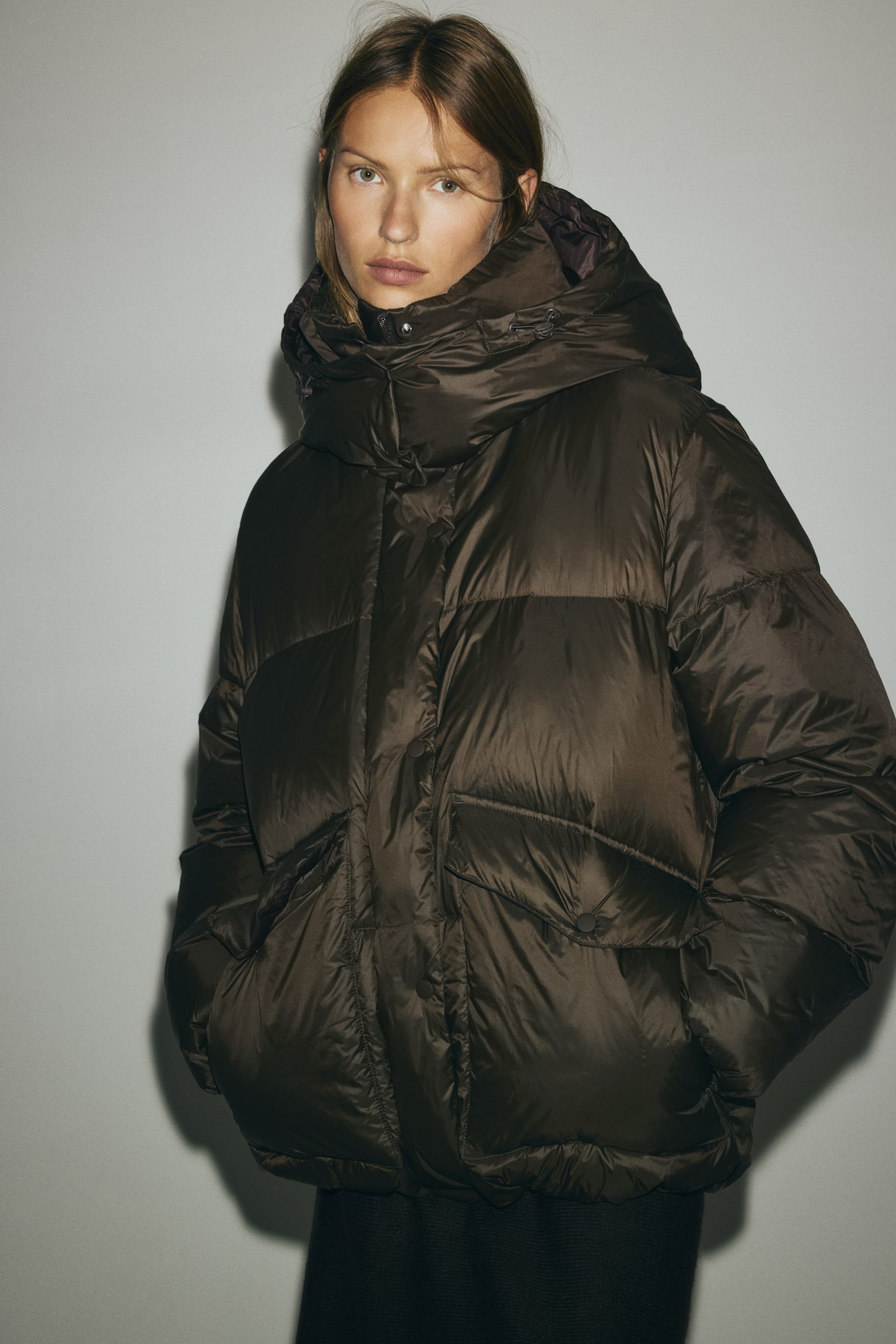 Down puffer jacket - Dark brown - 5