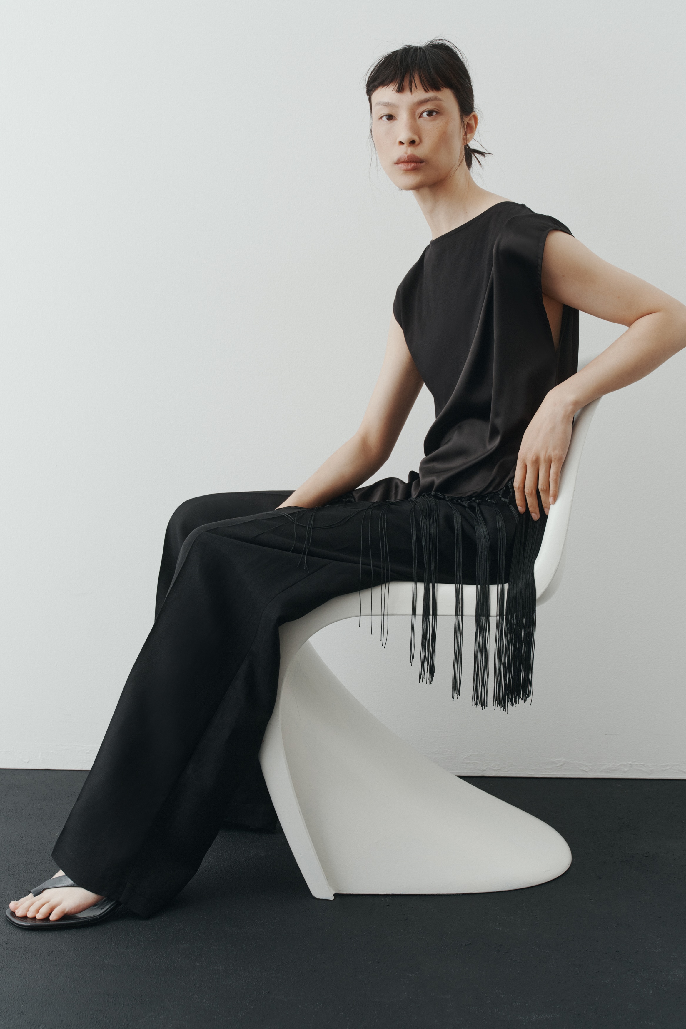Elegante Hose aus Leinenmix-Schwarz