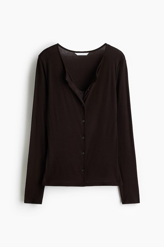 Layered Cardigan - Dark brown/Black/Cream - 1