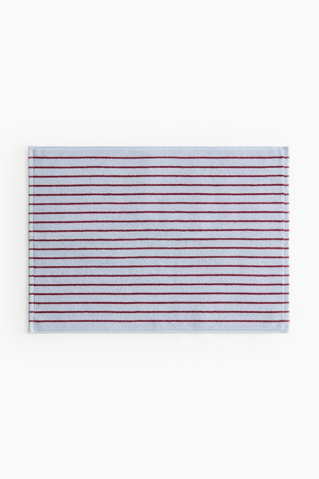 Tapis de bain en coton éponge - Bleu clair/rayures rouge foncé/Rose clair/rayures bordeaux/Blanc/rayures marron/Gris clair/rayures bleues - 1