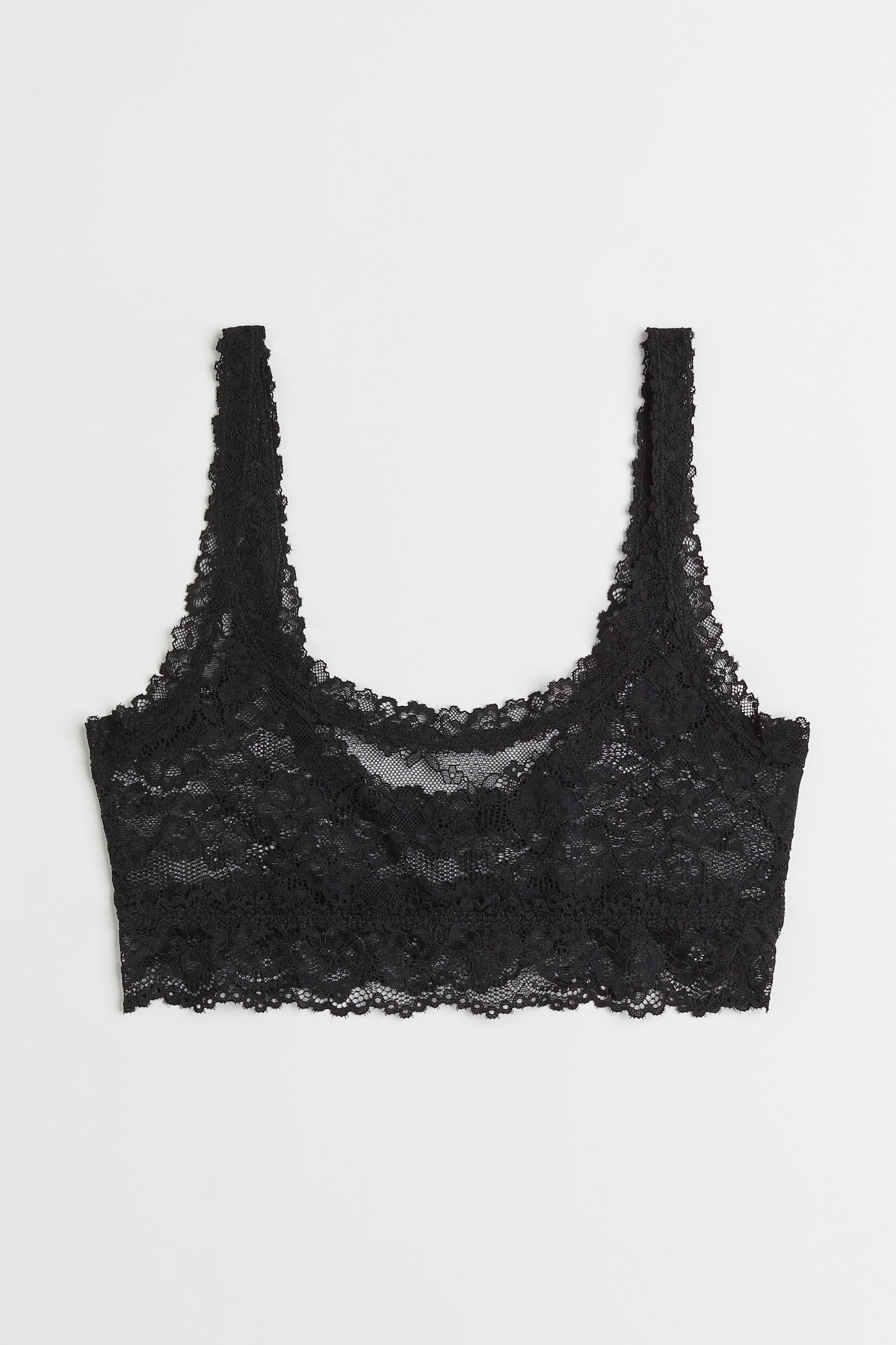 Non Padded Lace Bra Top - Black - 1