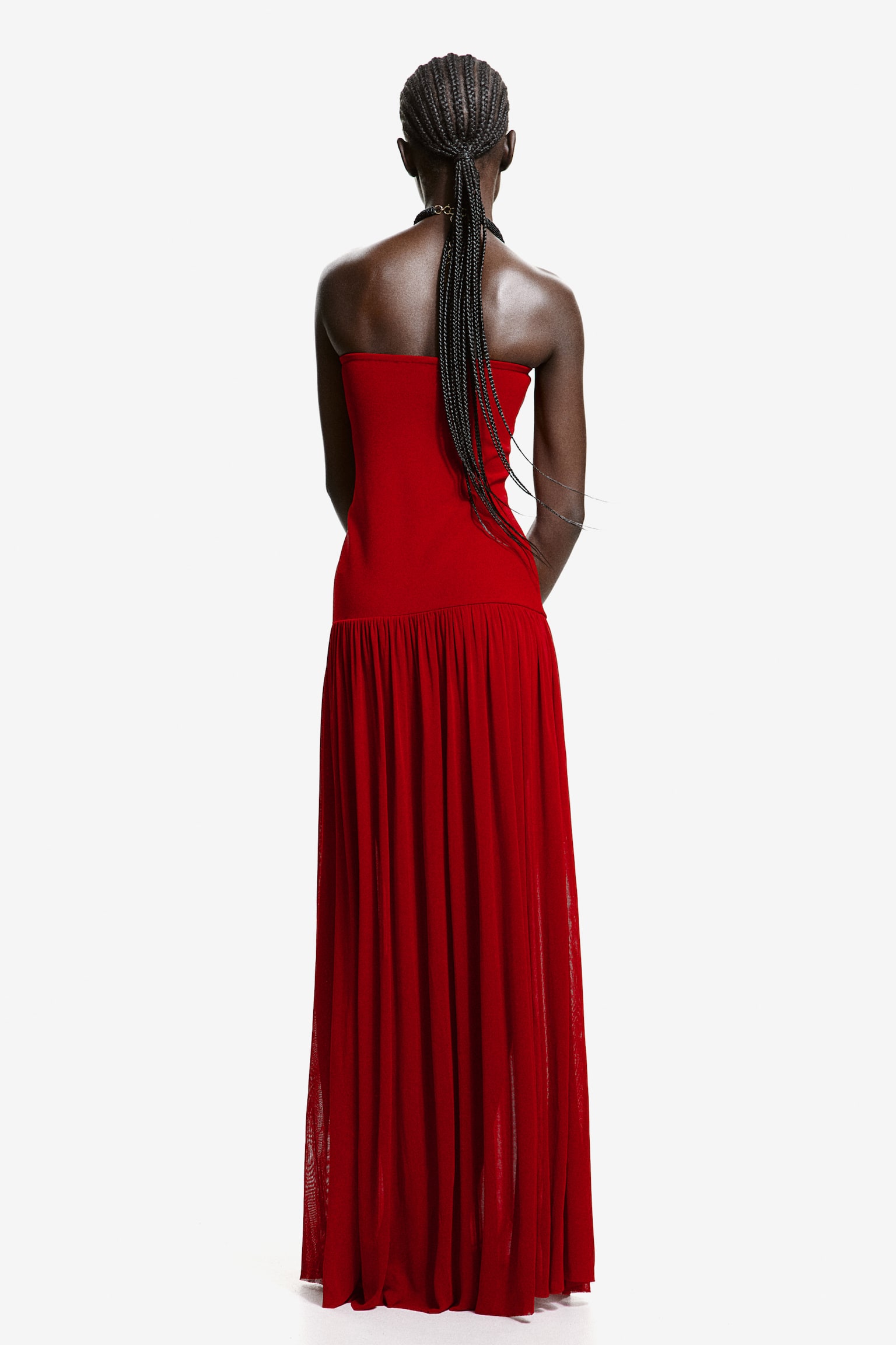 Long Bandeau Dress - Red/Black - 7