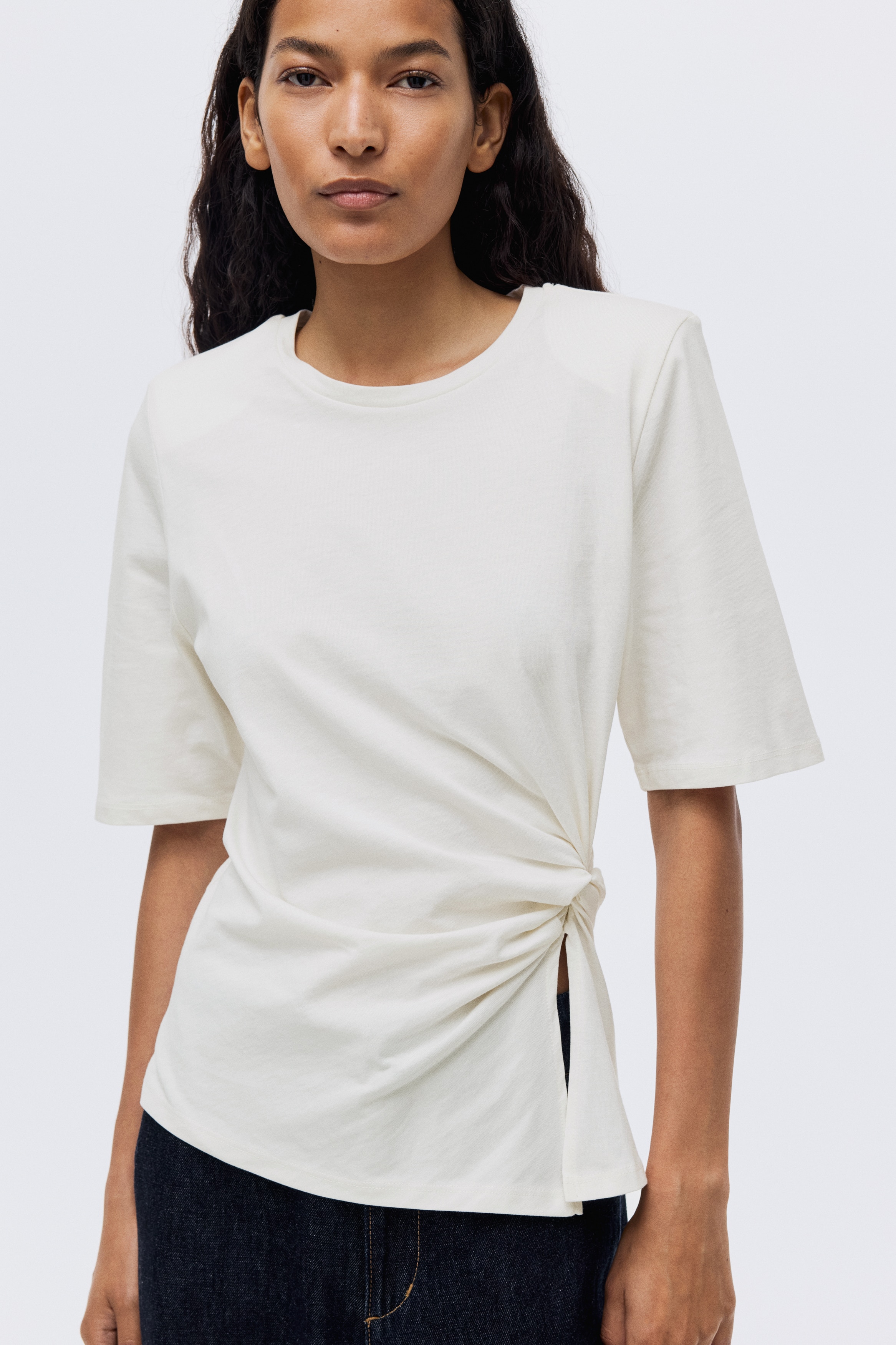 H & M - ツイストディテールTシャツ - ホワイト