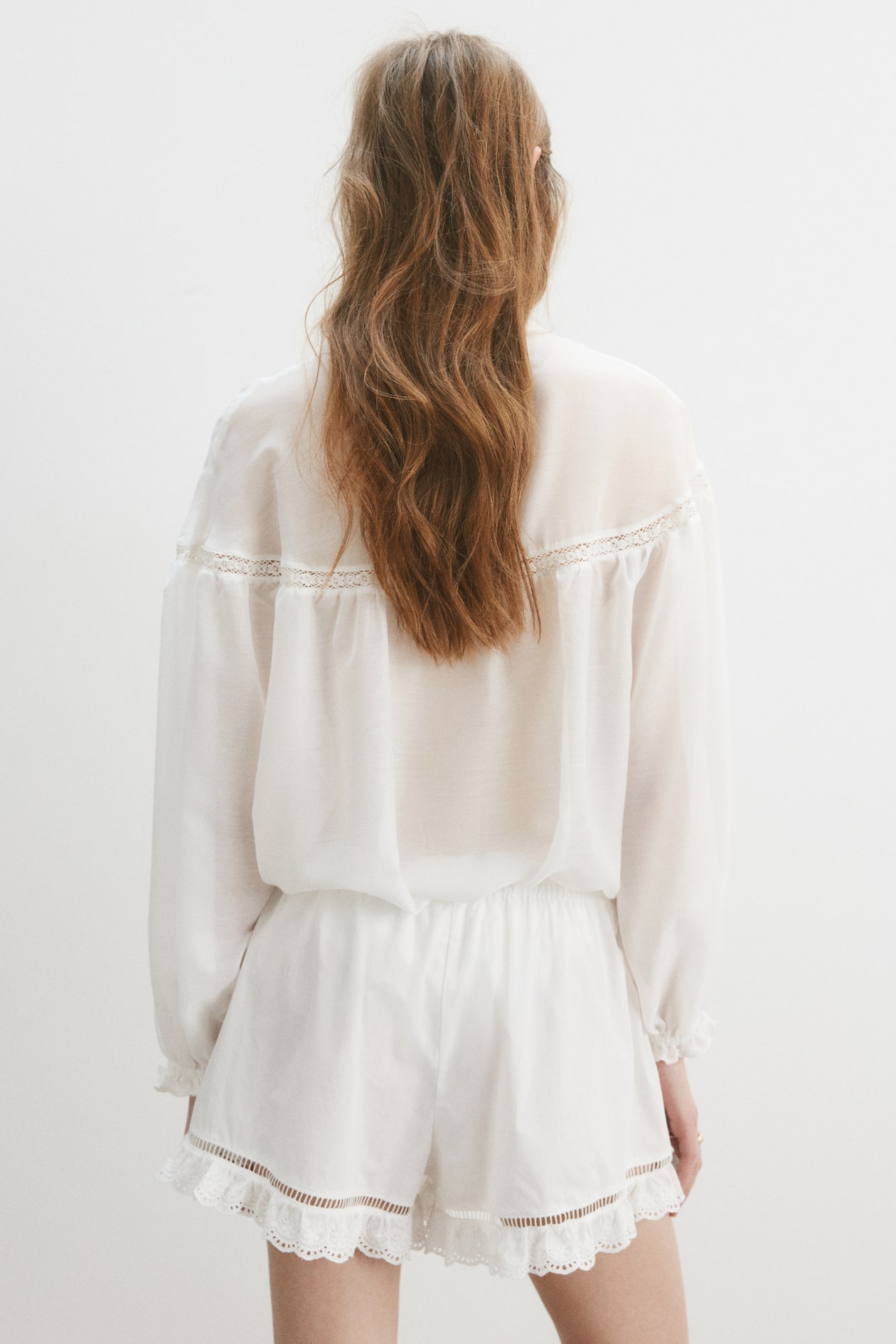 Lace-Trimmed Poplin Shorts - image 3