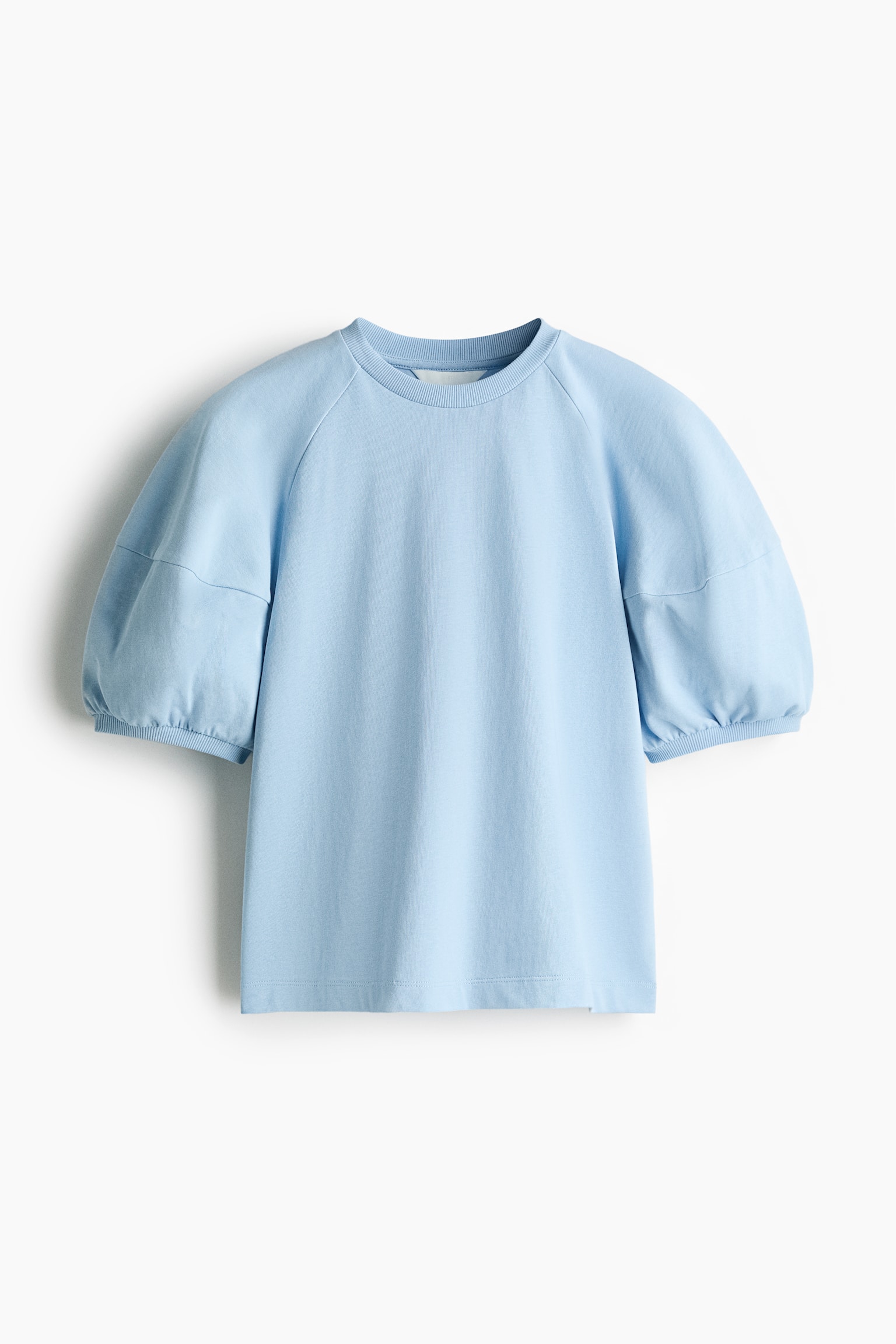 Puff-Sleeved Top - Light blue/White - 1