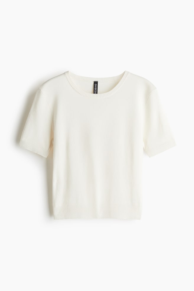 Fine-Knit T-Shirt - Cream/White/striped/White/White/light gray striped/Light yellow - 1