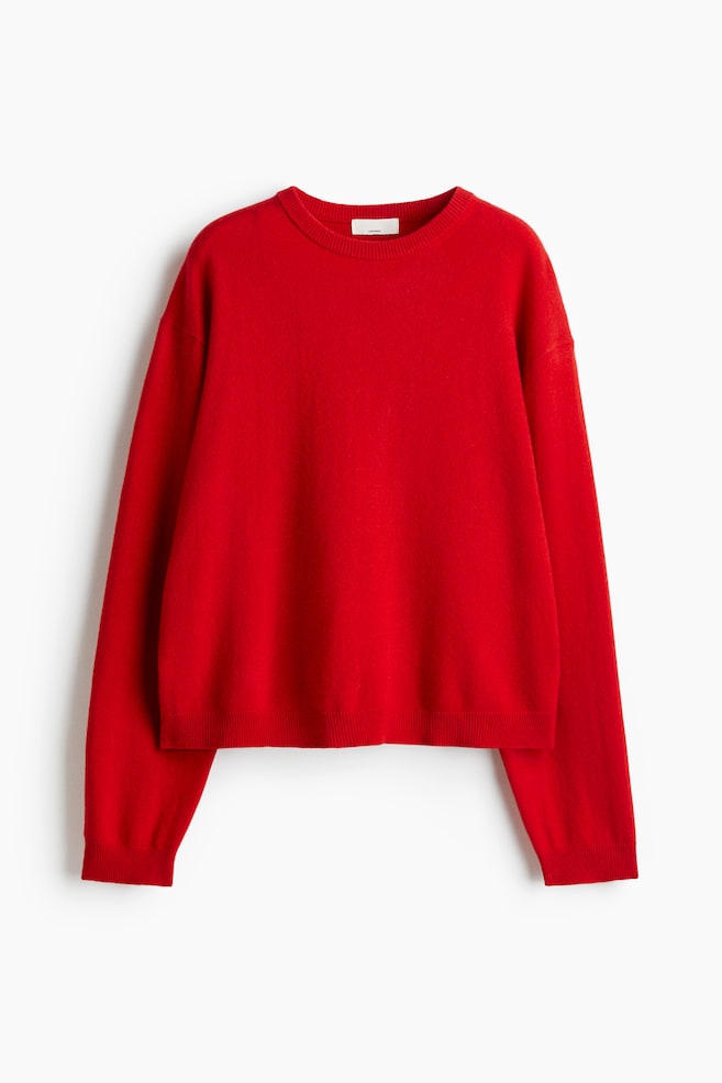 Pull en maille fine de laine cachemire - Rouge vif/Marron/Noir/Marron - 1