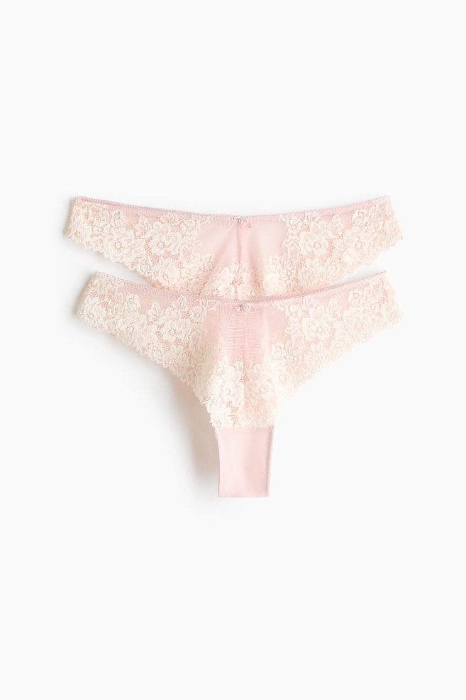 Pack de 2 bragas Brazilian de encaje - Rosa empolvado/Crema/Beige claro/Blanco/Negro/Crema/Burdeos/Crema/Azul oscuro/Blanco/Marrón/Marrón oscuro/Rosa de antaño/Burdeos/Rosa claro/Crema - 1