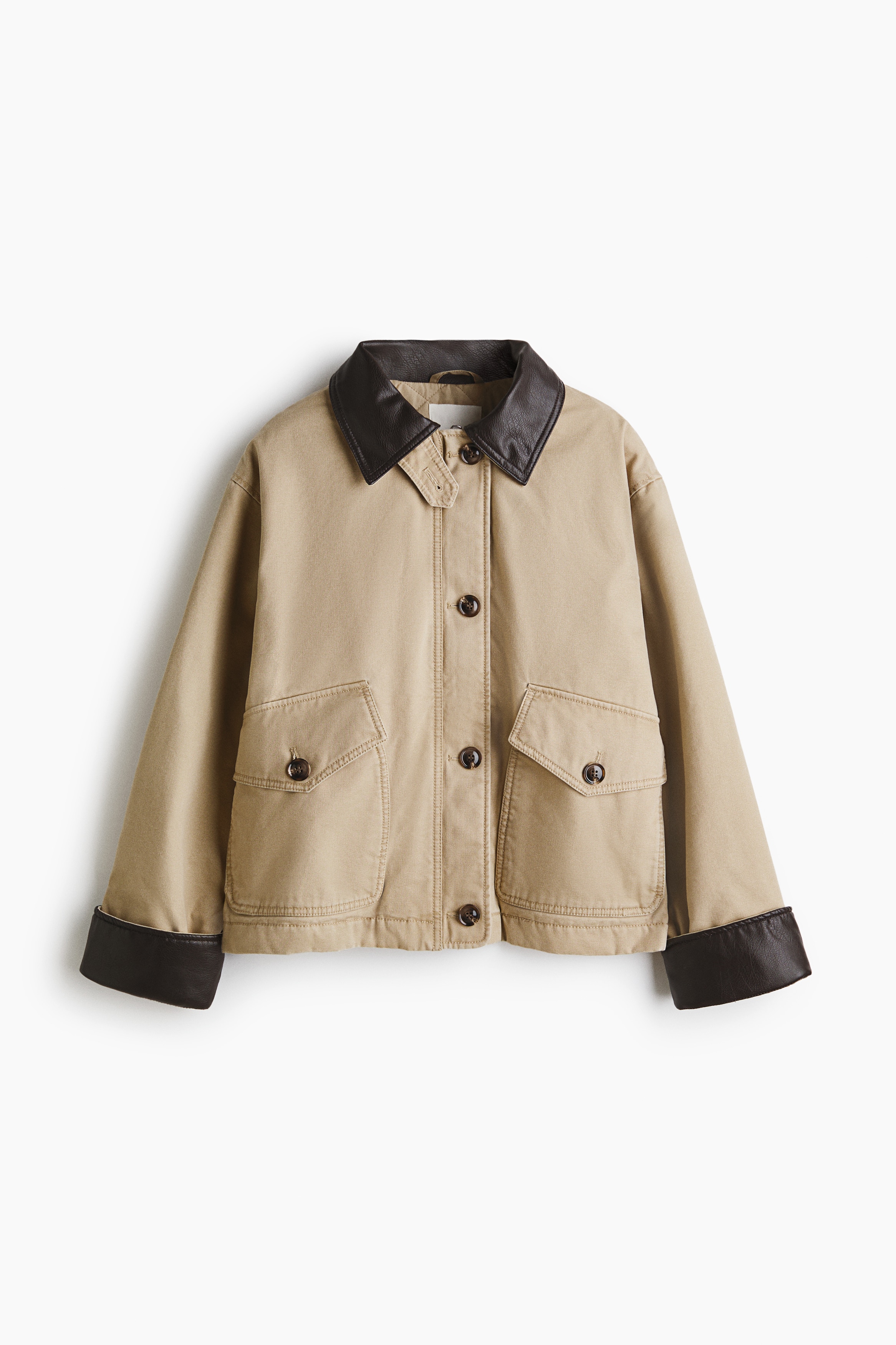 Vadderad jacka i canvas - Beige