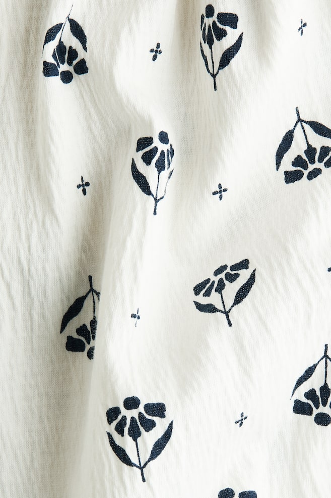 Flutter-Sleeved Cotton Dress - White/floral/White/blue floral/Light pink/striped - 2