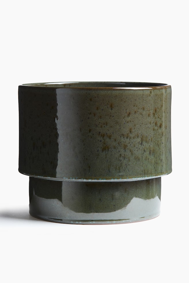 Extra-large Terracotta Plant Pot - Green/White/patterned - 1