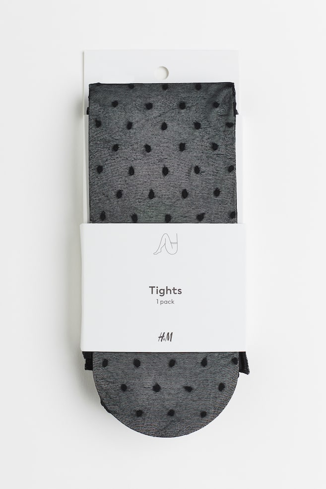 40 denier spotted tights - Black/Spotted/Black - 1