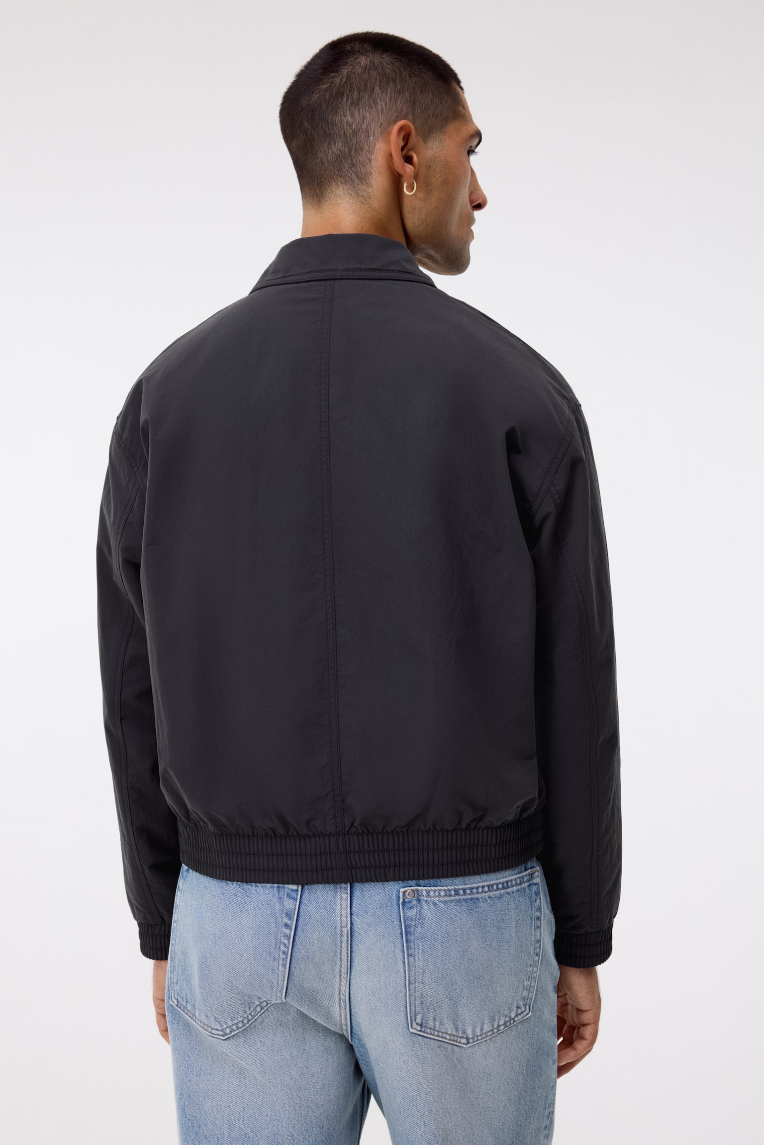 Áo khoác bomber có lá cổ - Màu xám đậm/Màu be - 5