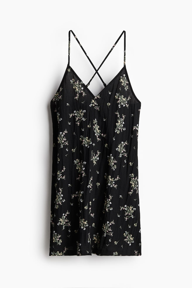 Rückenfreies Trägerkleid - Schwarz/Geblümt/Weiß/Geblümt/Hellblau/Gestreift - 1
