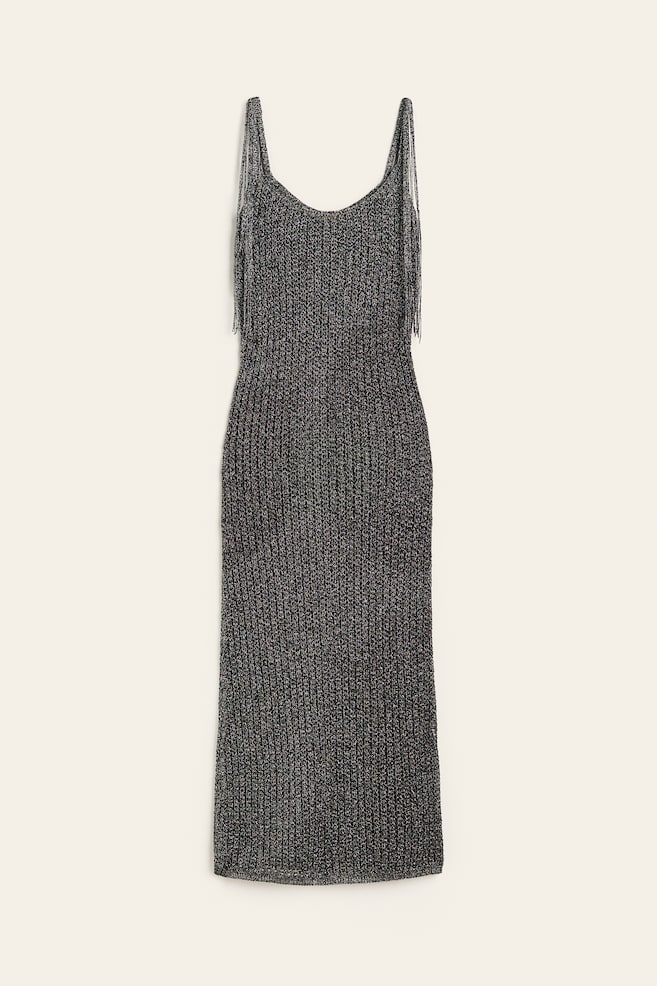 Robe scintillante en maille pointelle - Gris foncé - 1