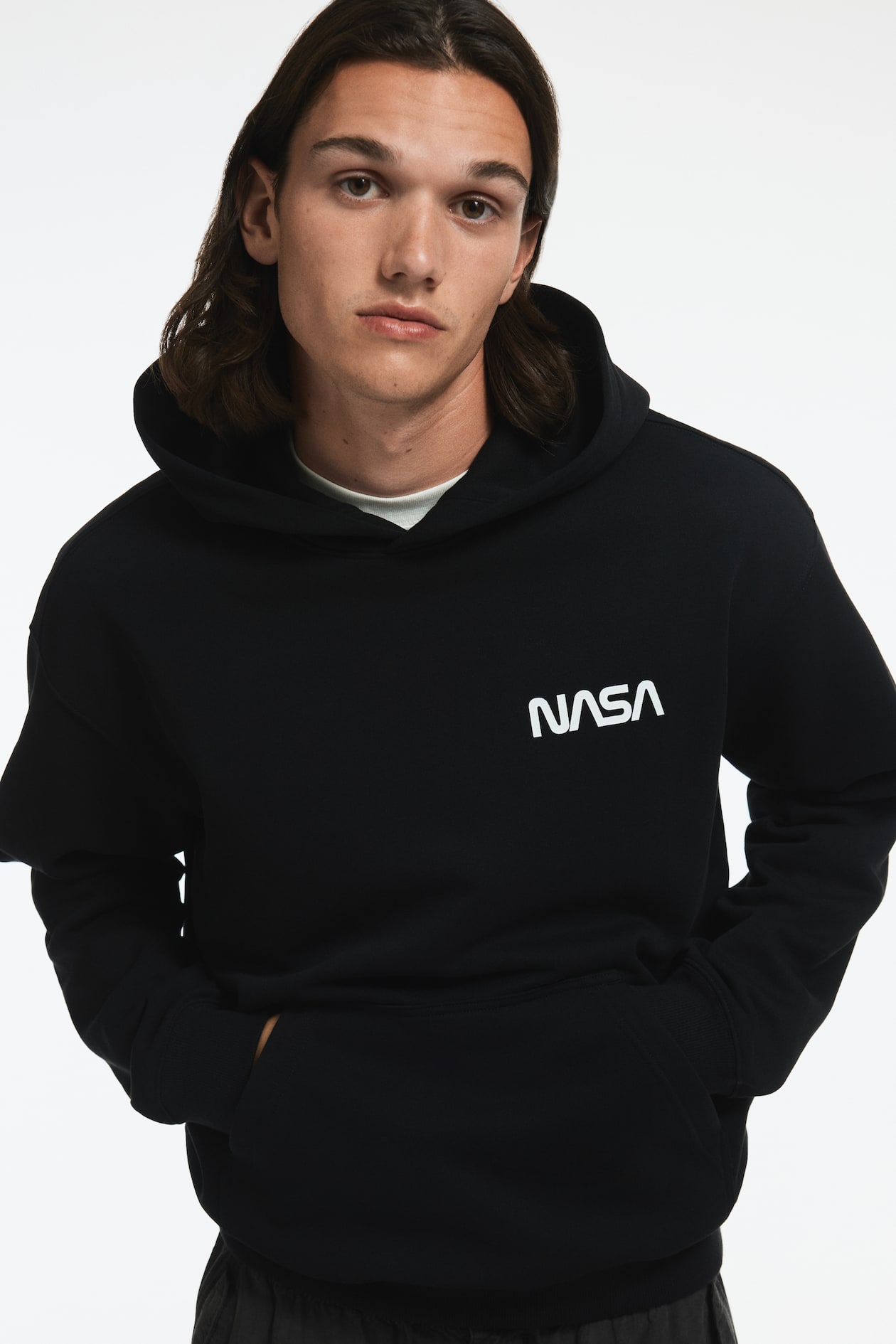 Loose Fit Printed hoodie Black/NASA Men H&M