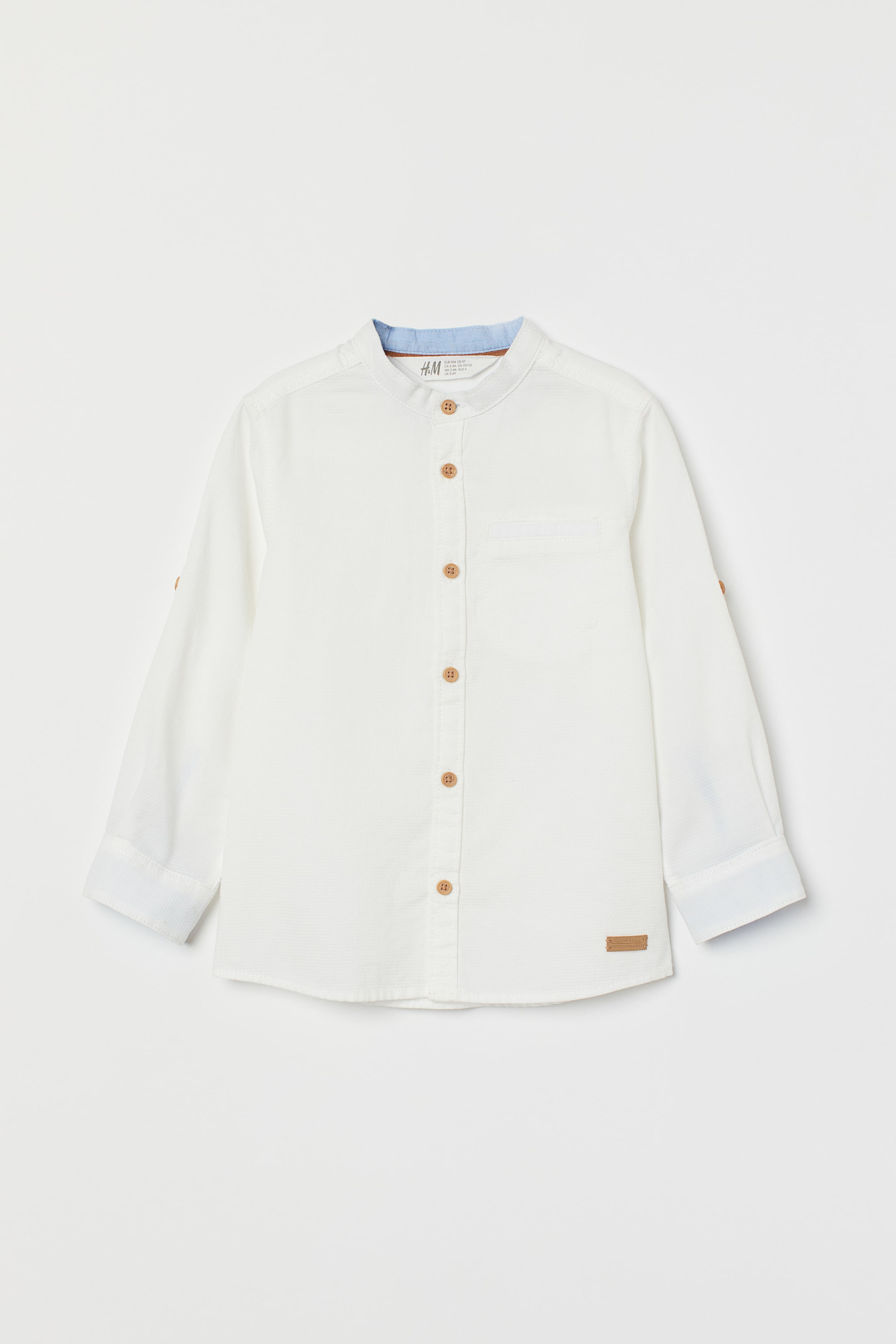 Grandad shirt - Long sleeve - Regular length - White - Kids | H&M GB