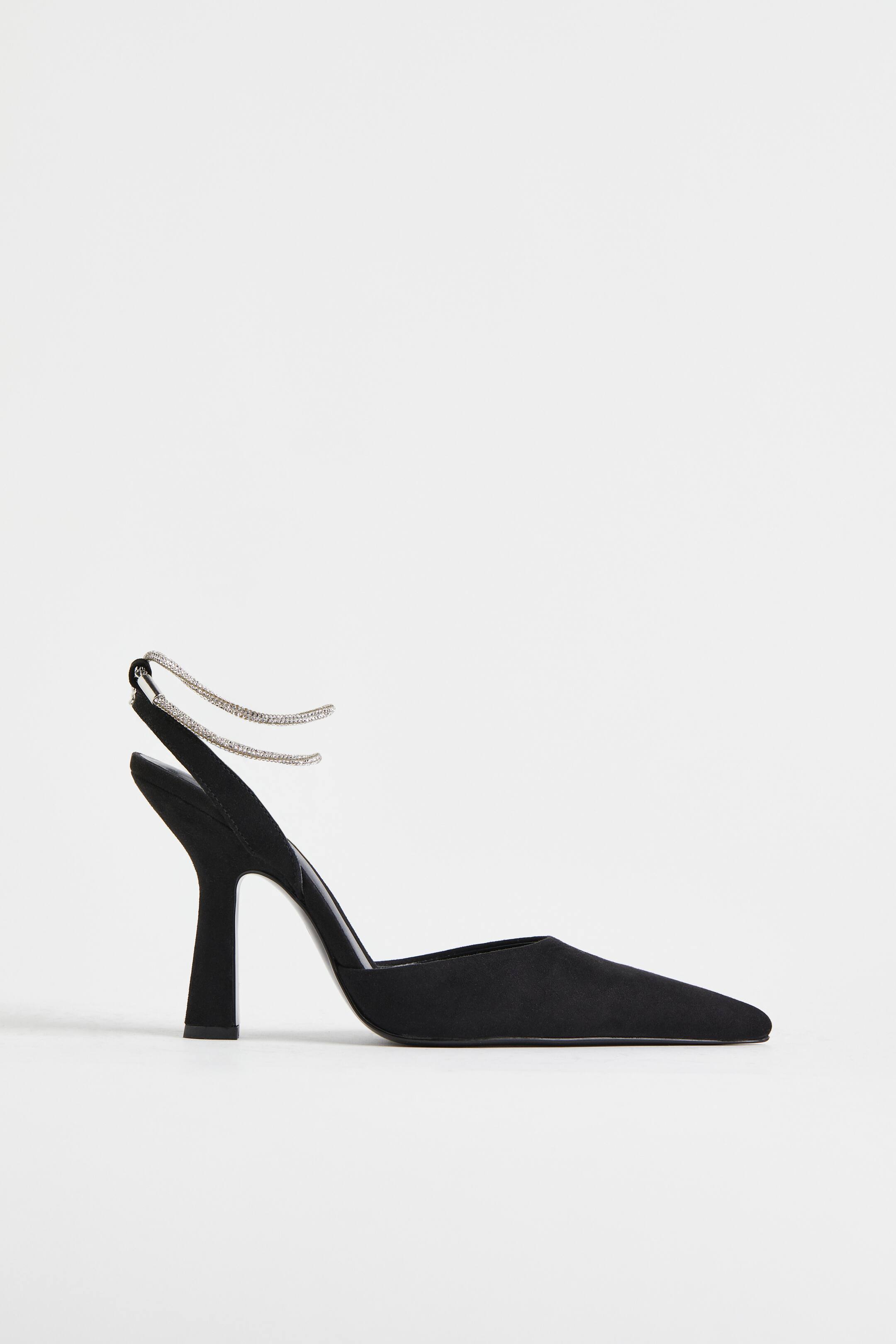 הצגת תמונה גדולה יותר: נעלי עקב עם שרשרת אבני חן מלאכותיות - שחור - Ladies | H&M IL 1