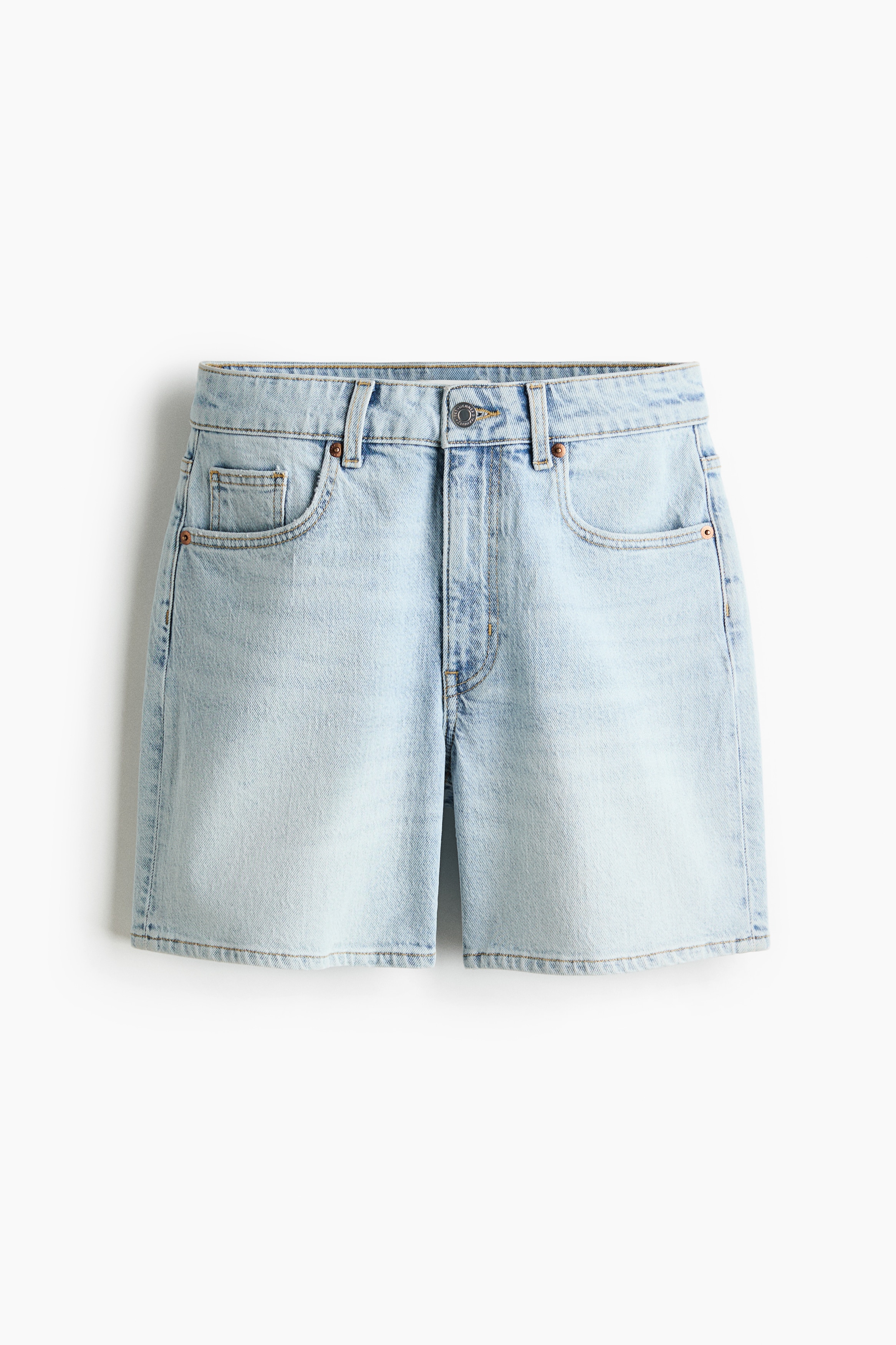 High-Waist Denim Shorts - Light denim blue/Light denim blue/Dark gray/Denim blue