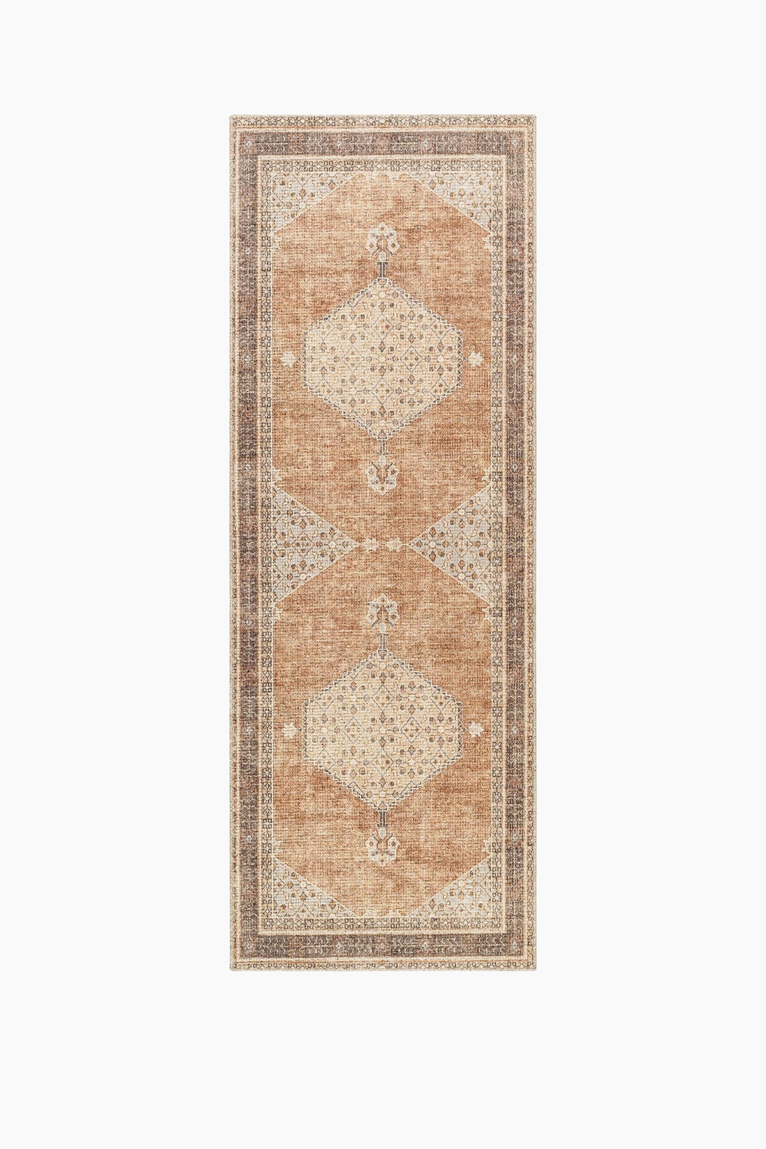 Lila Vintage Traditional Designer Rug - Terracotta