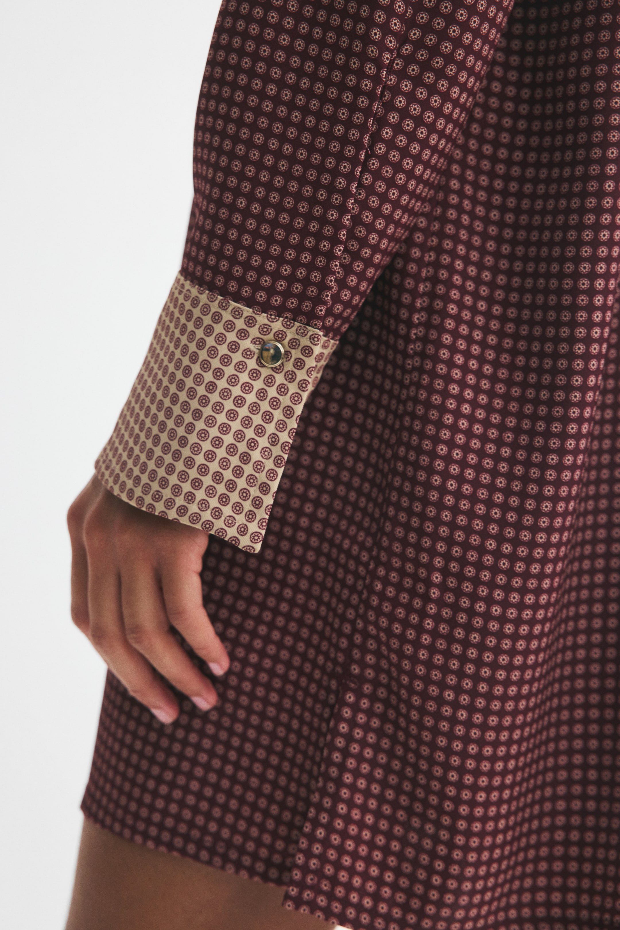 Scarf-Collar Button-Front Dress