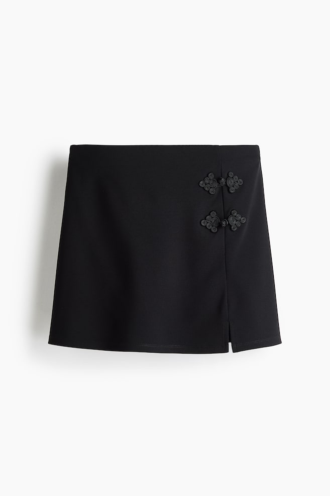 Short Viscose-Blend Skirt - Black - 1