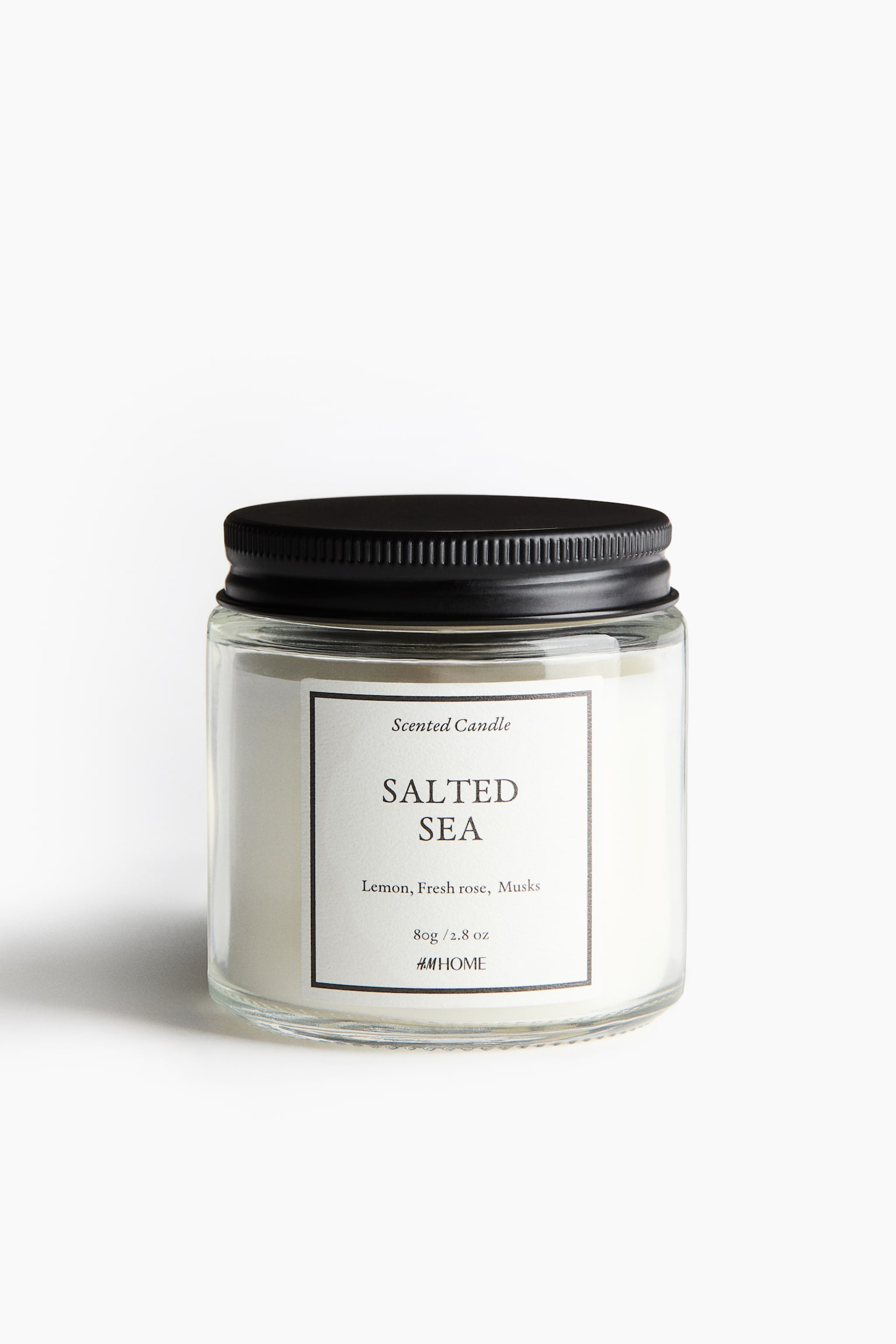 Scented candle in glass holder - Salted Sea/Dark Honey/Sublime Patchouli/Green Basilicum