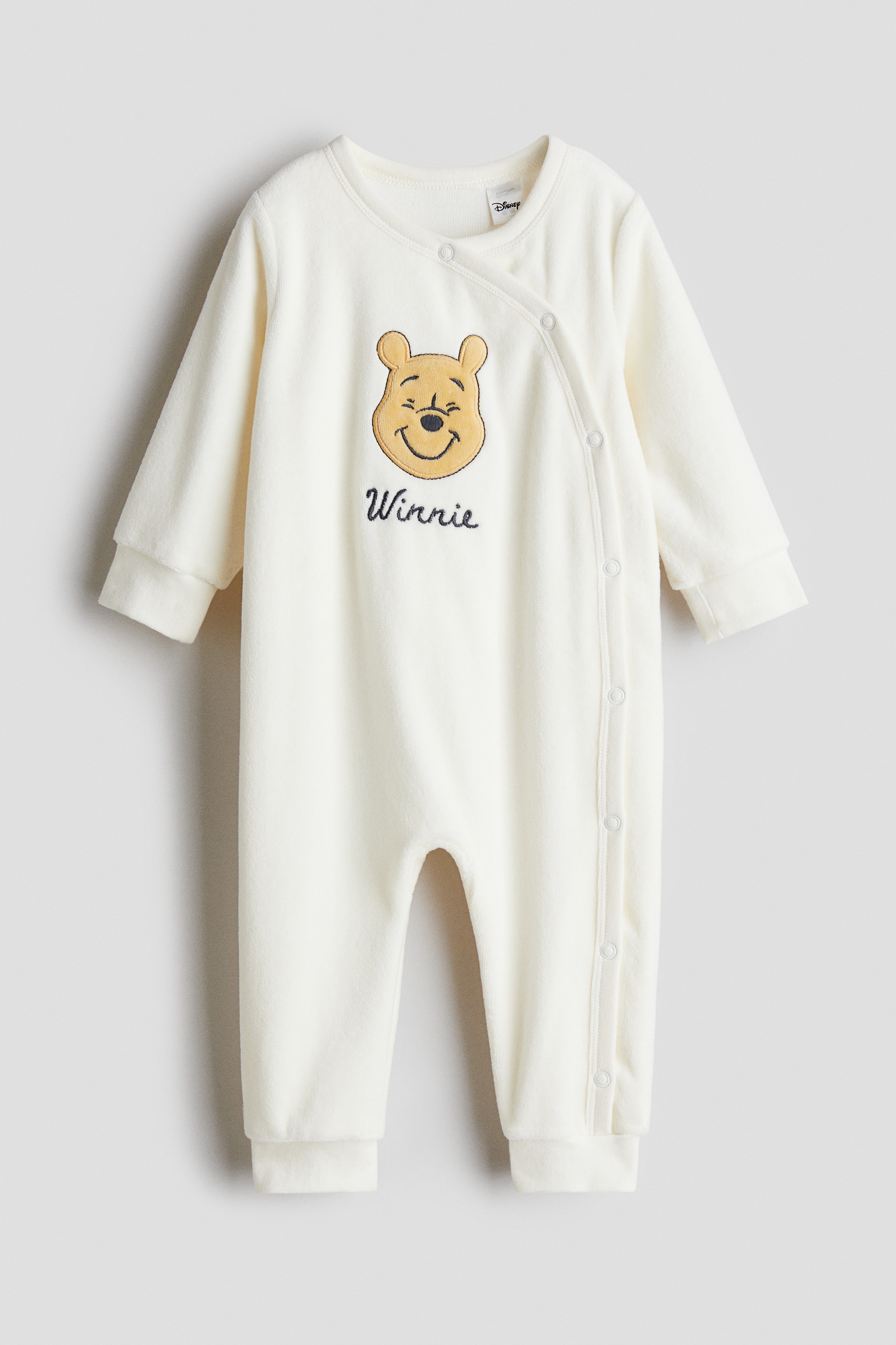 H & M - ベロアカバーオールパジャマ - ホワイト