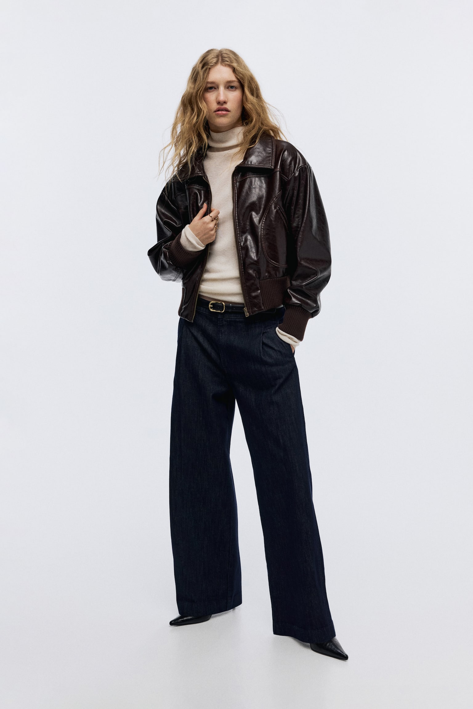Женские джинсы H&M Wide Regular, цвет: Тёмный джинсовый синий — фото 2