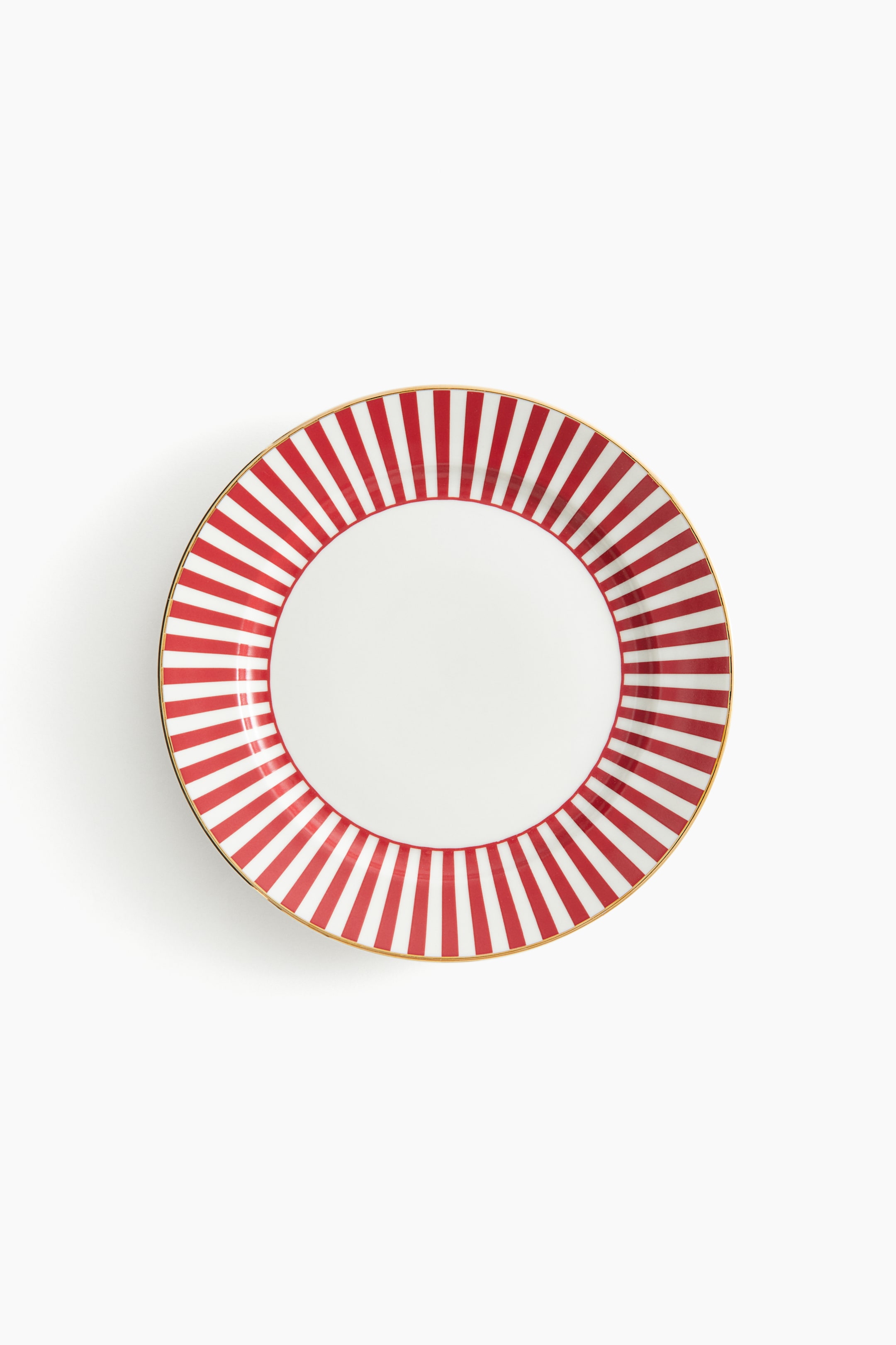 Porcelain medium plate - Red/Striped - Home All | H&M GB 2