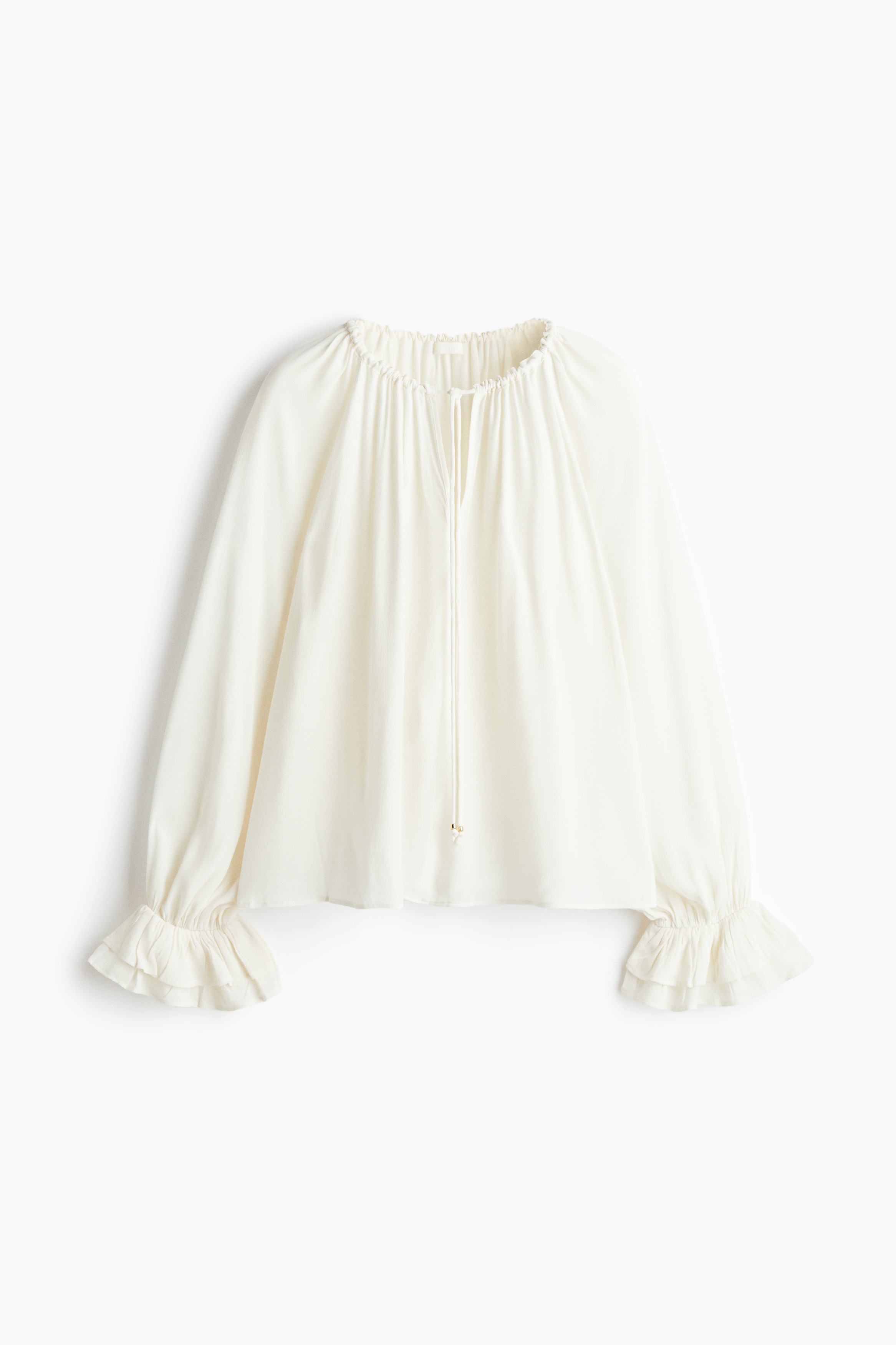 Frilled-sleeve blouse - White