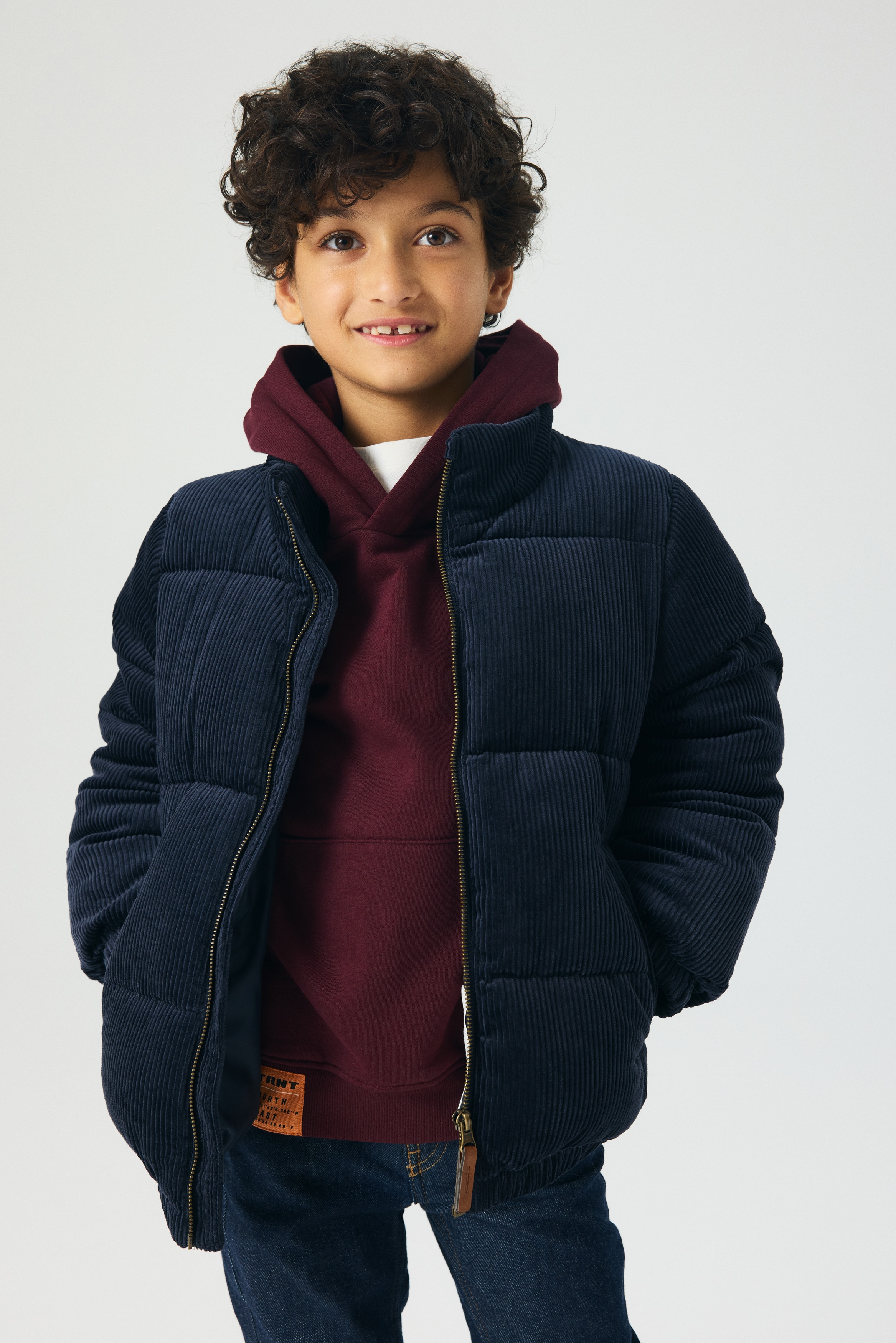 Gutt - Marineblå Boblejakke i cord - Size: 98/104 (2-4Y)  - H&M