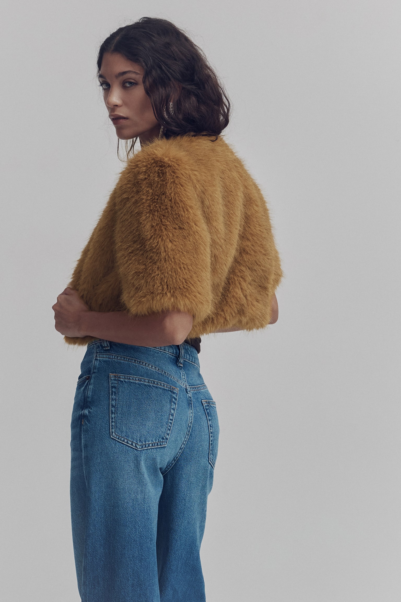 Cropped jacket - Tmavobéžová - 6