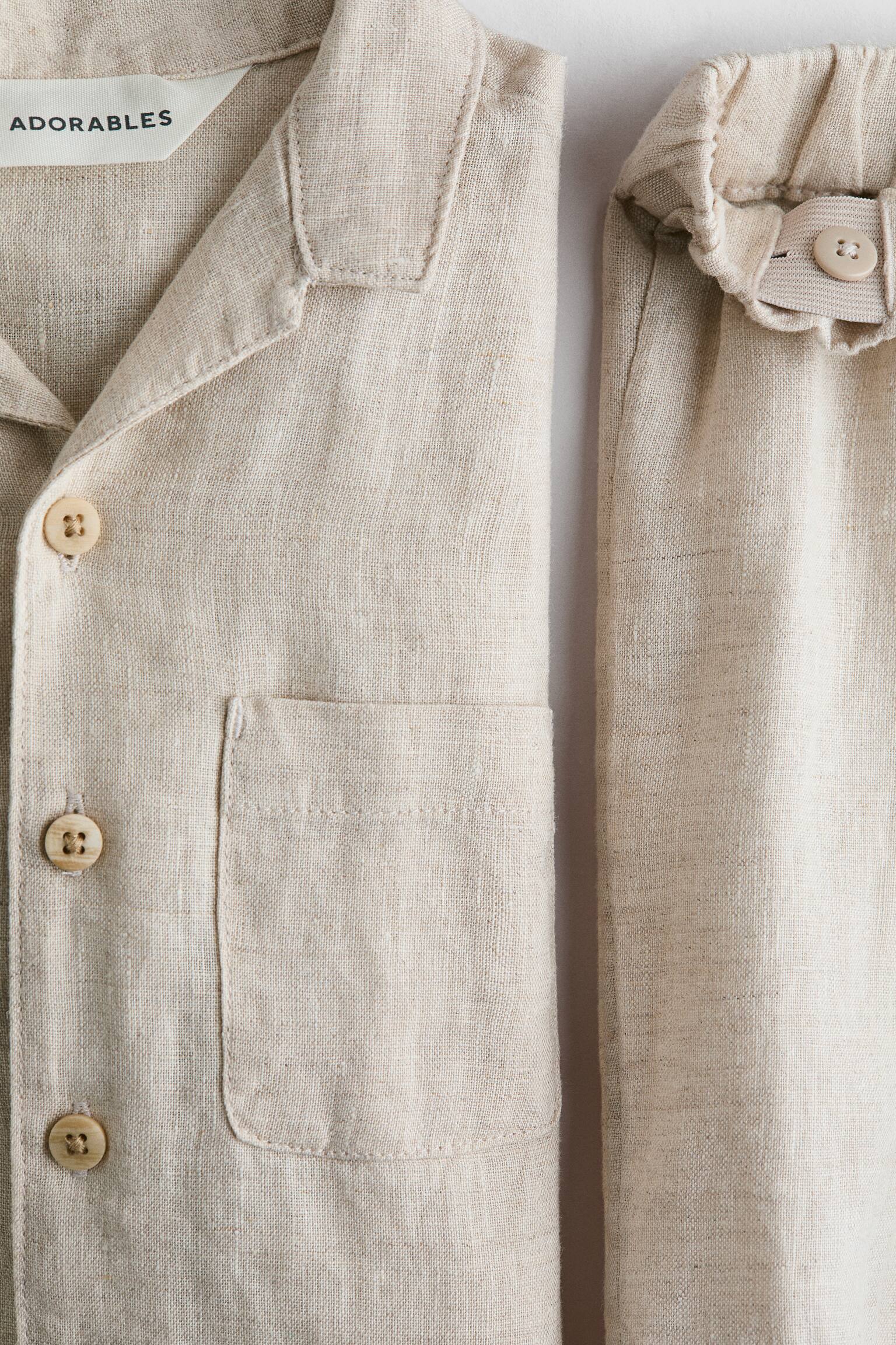 2-piece linen set - Light beige - 2