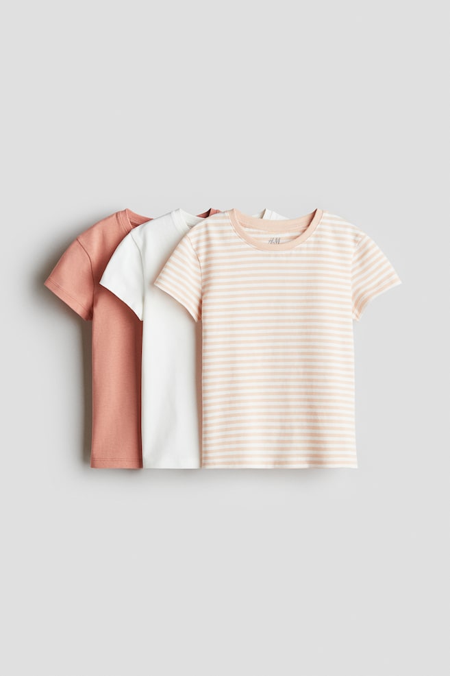 3-pack cotton tops - Pink/Striped/Dusty pink/White/Pink/Hearts - 1
