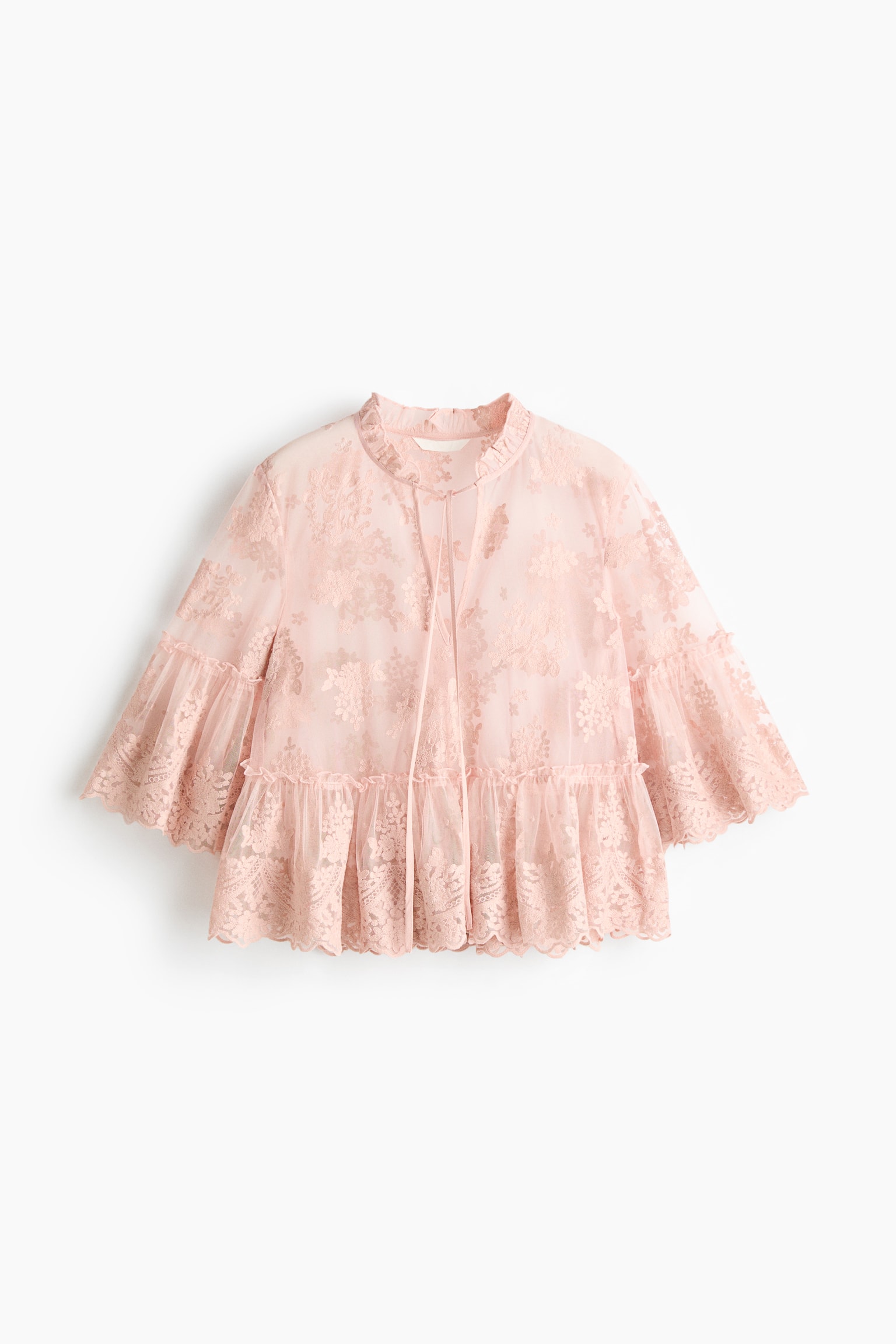 Lace blouse - Powder pink/Black/Cream - 2
