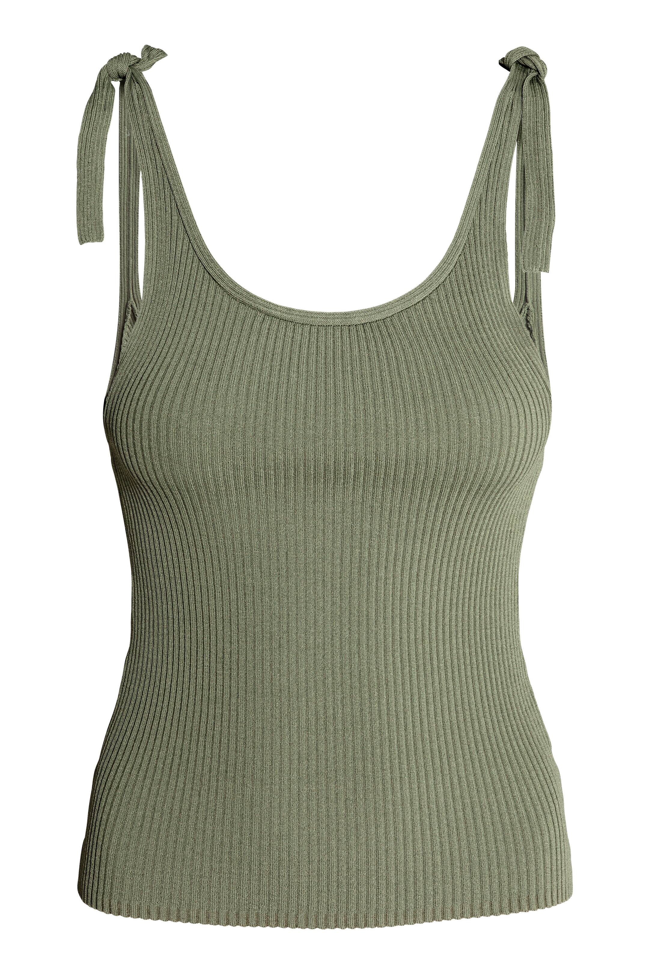 View larger image: Ribbed top - Khaki green - Ladies | H&M GB 1