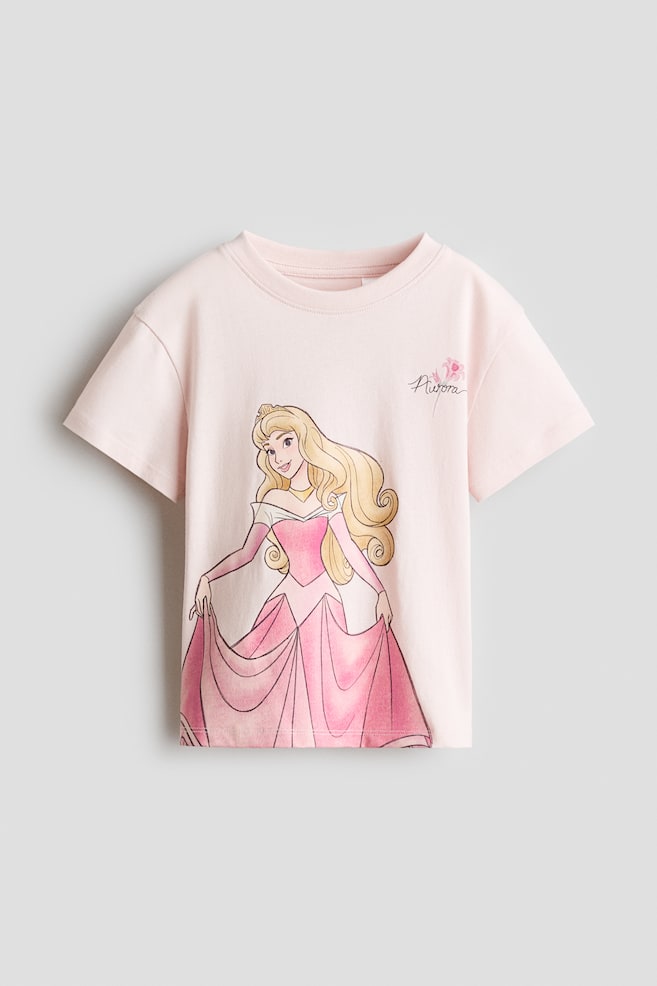 Cotton T-Shirt with Printed Motif - Light pink/Sleeping Beauty/Light pink/Frozen/Cream/Alice in Wonderland/Turquoise/The Little Mermaid - 1