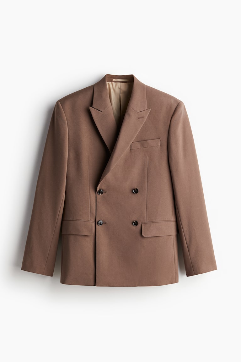 Loose Fit Double-breasted jacket Brown Men H&M IN