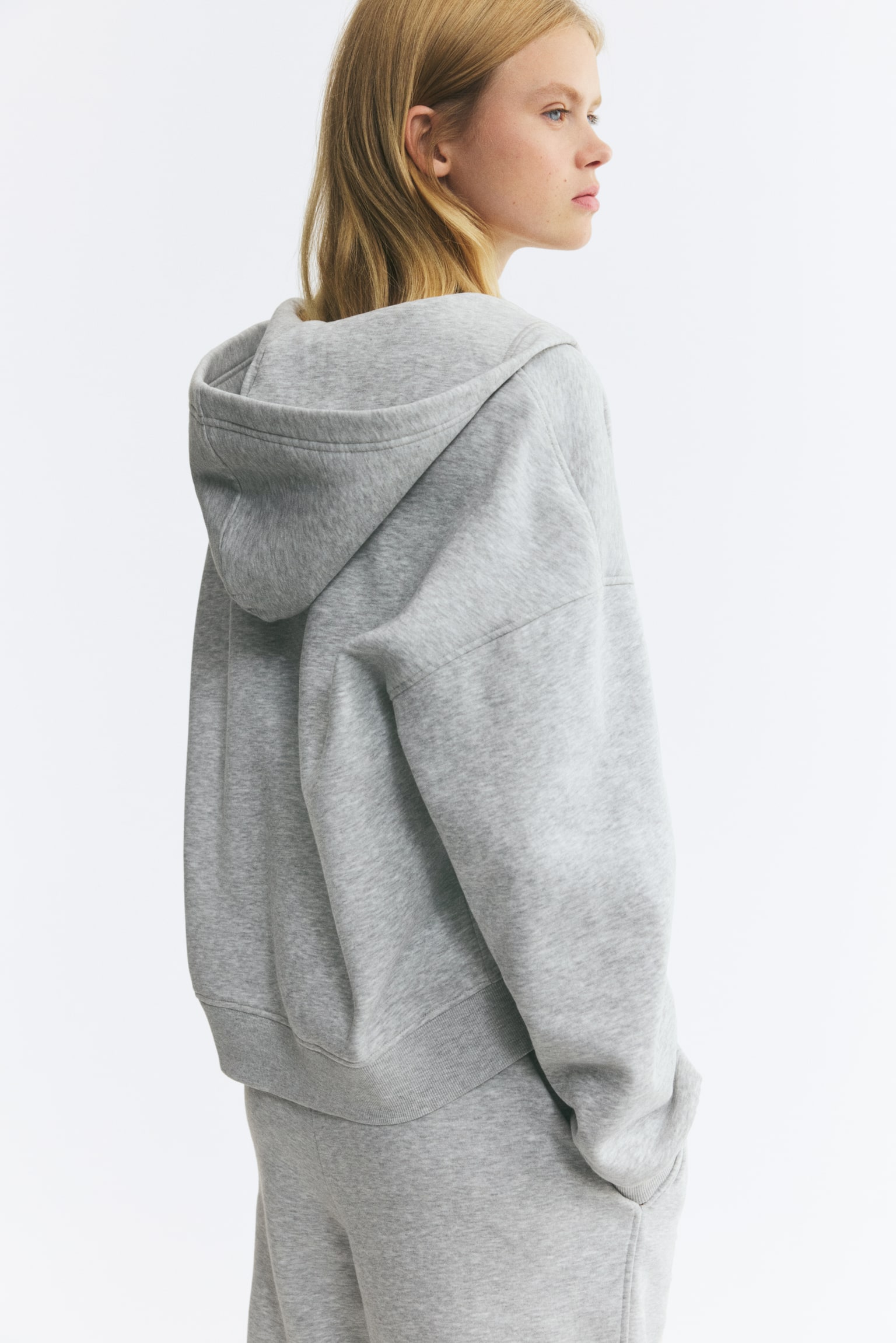 Женская куртка H&M Hooded, цвет: Светлый серый меланжевый — фото 5