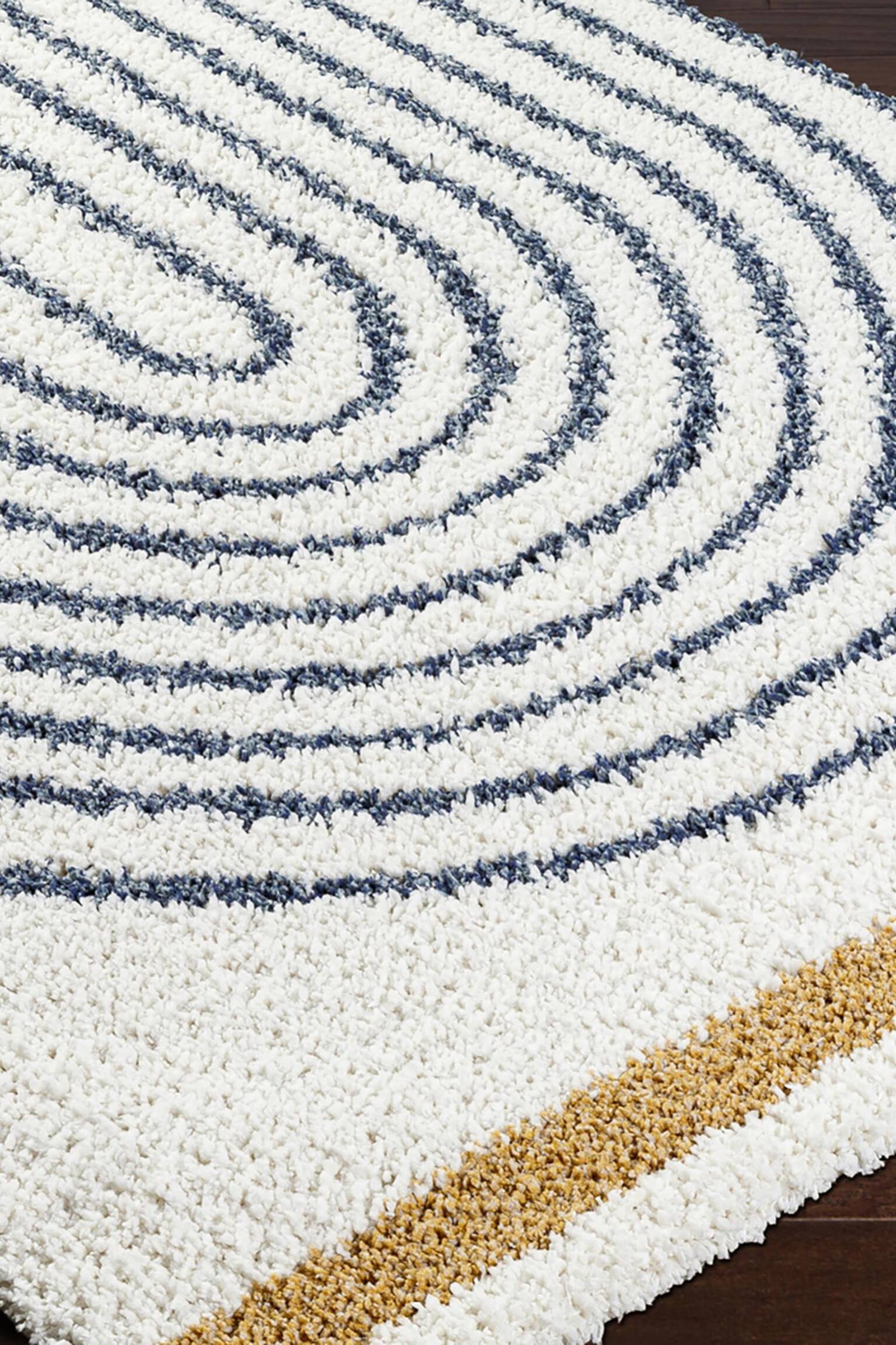 Pihu Modern Shaggy Area Rug - Ivory, Blue - 6