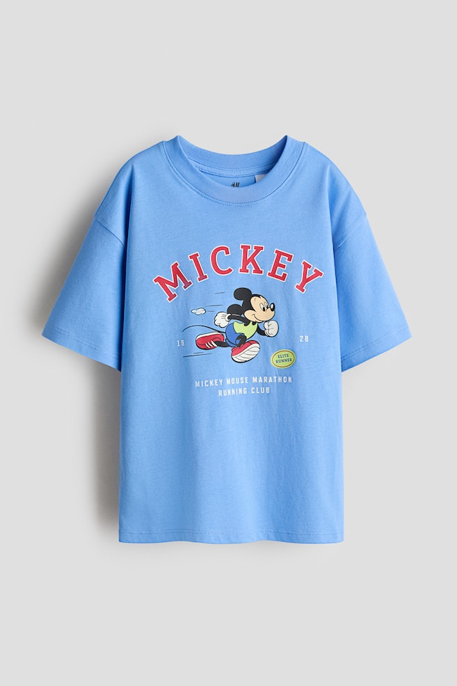 Printed cotton T-shirt - Blue/Mickey Mouse - 1