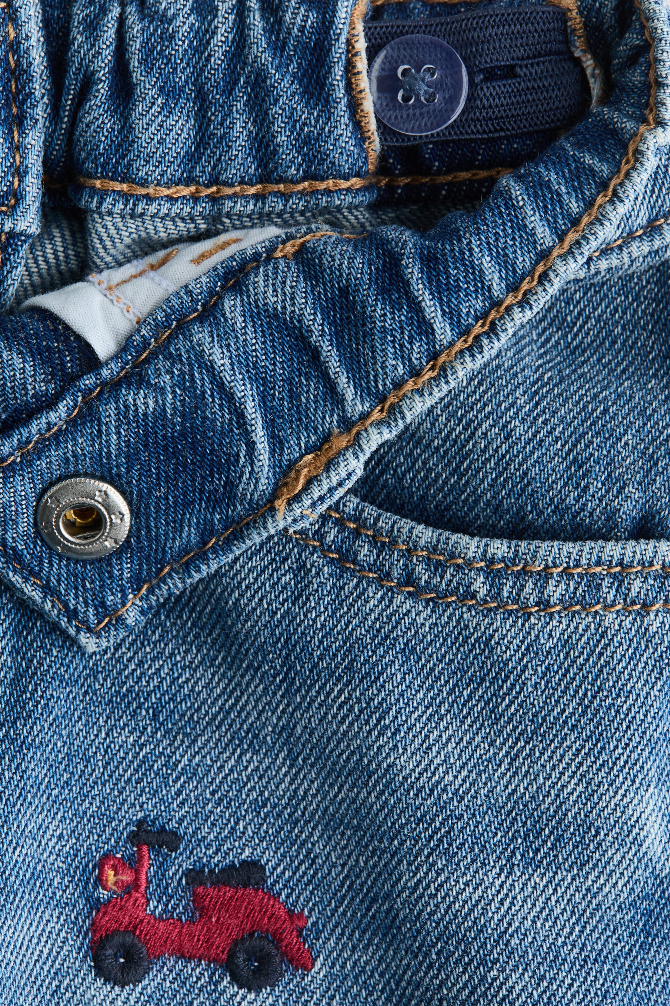 View larger image: Embroidery-Motif Jeans - Denim blue/Cars - Kids | H&M US 5