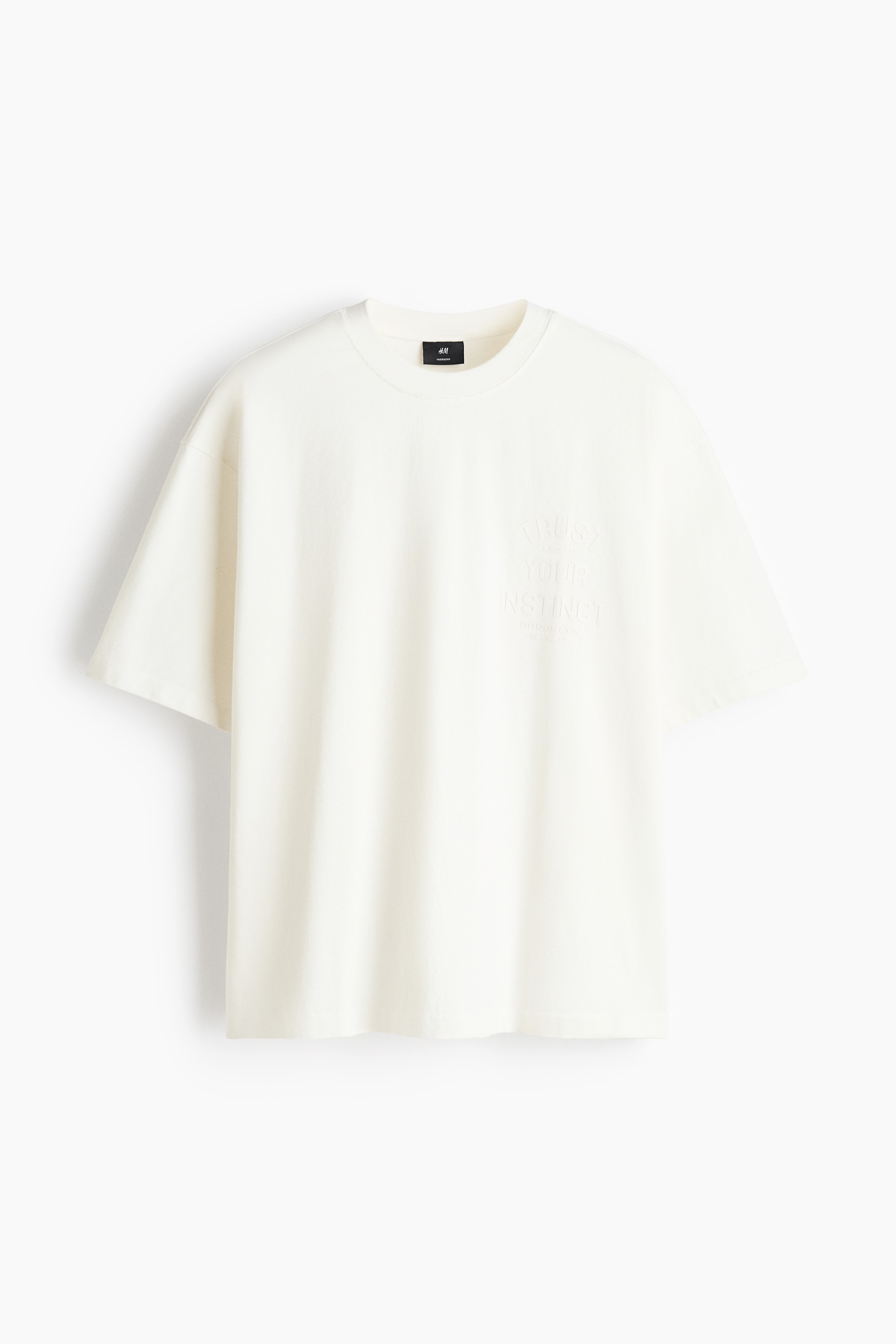Oversized Cotton T-Shirt with Motif - Ivory