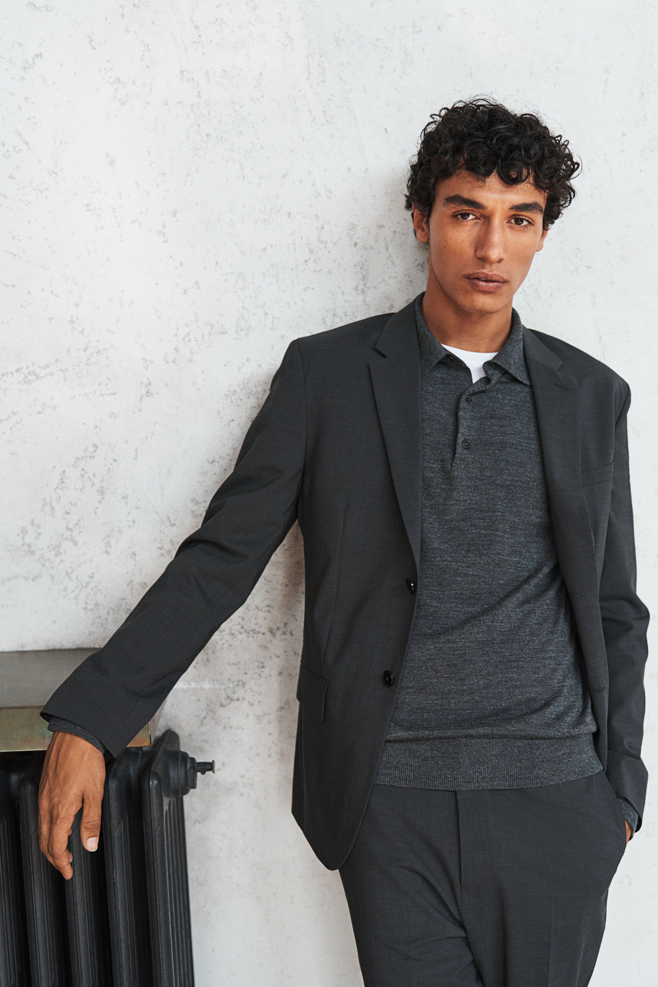 Slim Fit Wool-blend jacket - Dark grey - Men | H&M GB 3