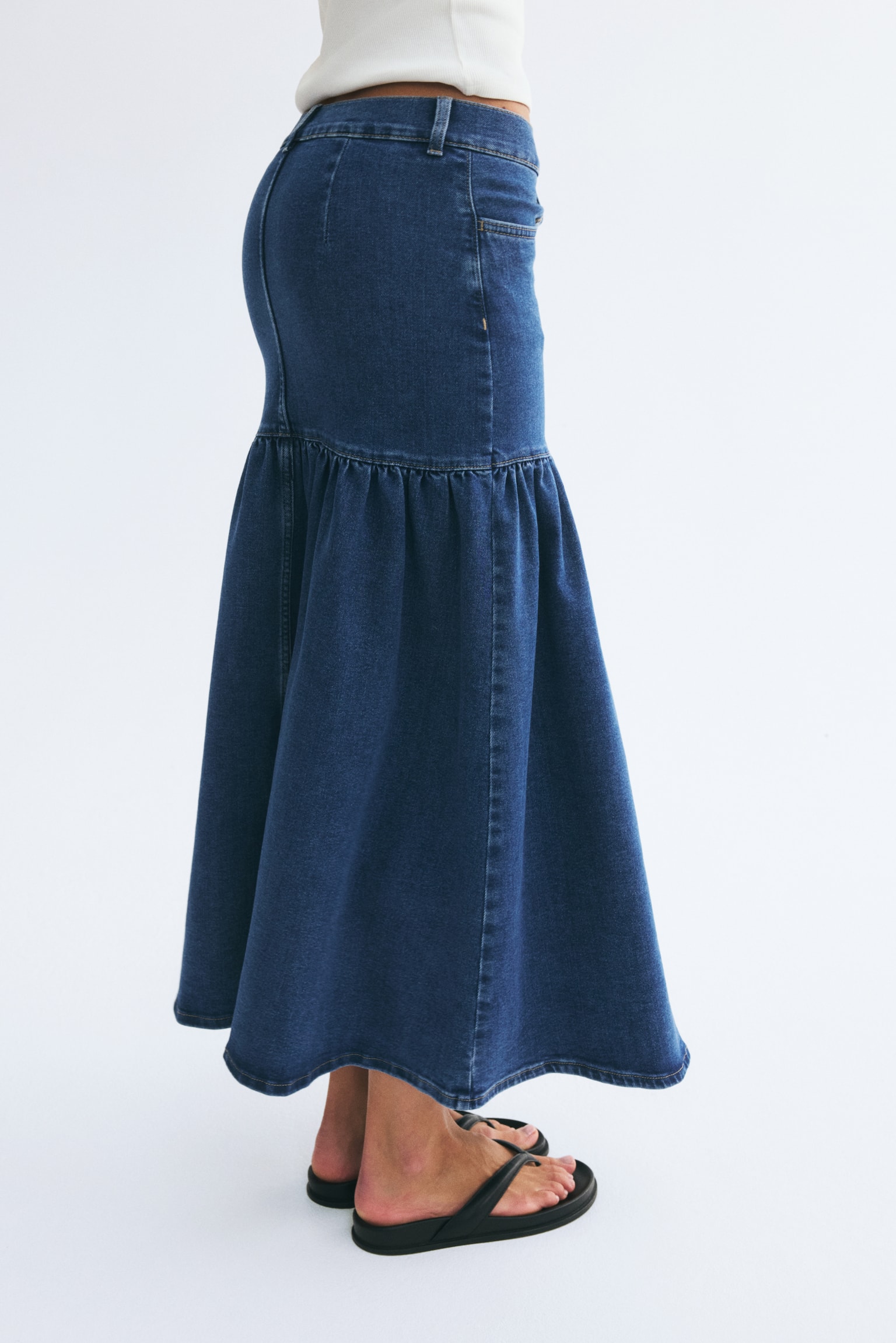 Женская юбка H&M Tiered Denim Skirt, цвет: Джинсовый синий — фото 3