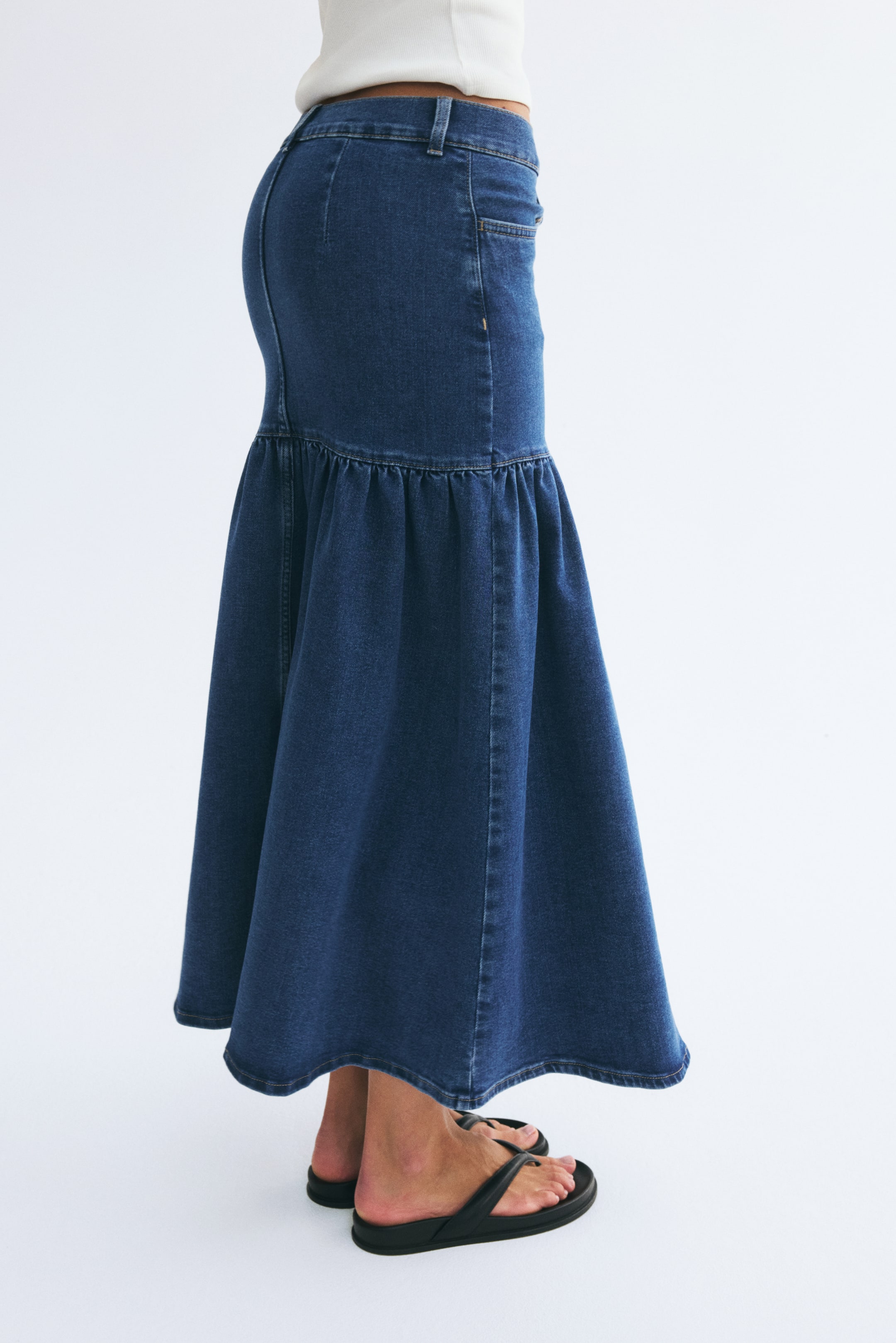 Tiered Denim Skirt