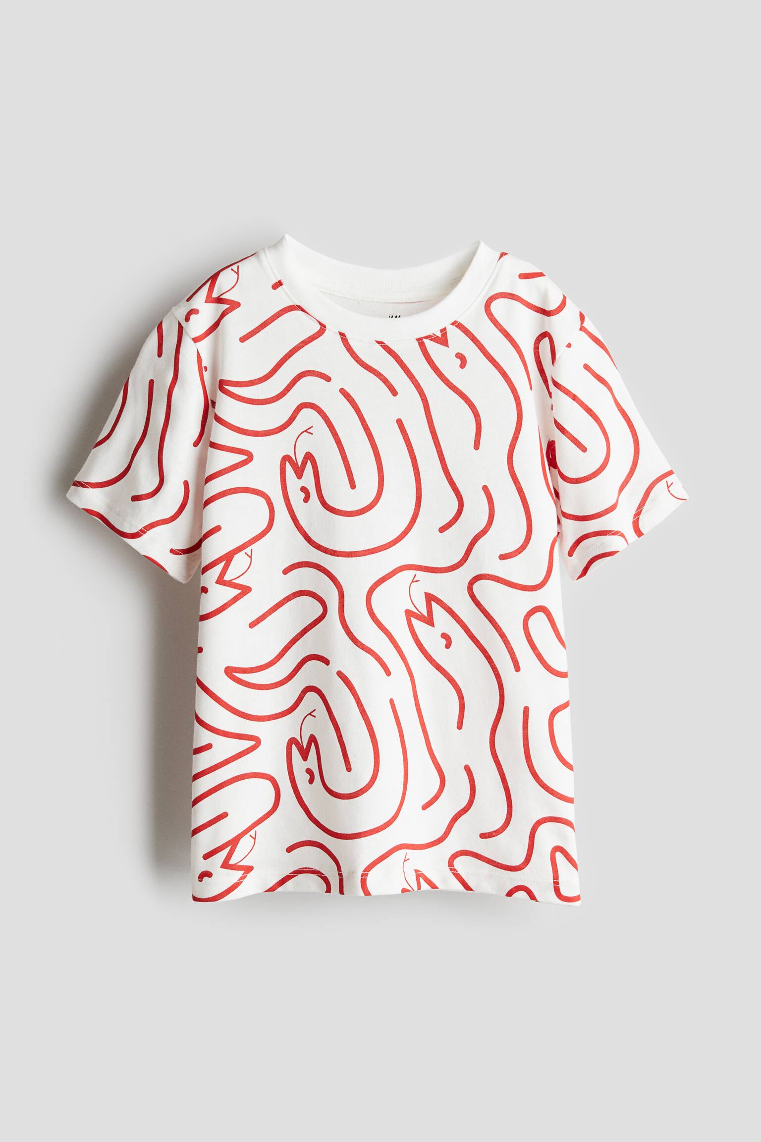 Printed cotton T-shirt - White/Snakes/Red/Party Buds!/Cream/Lucky Snake - 1