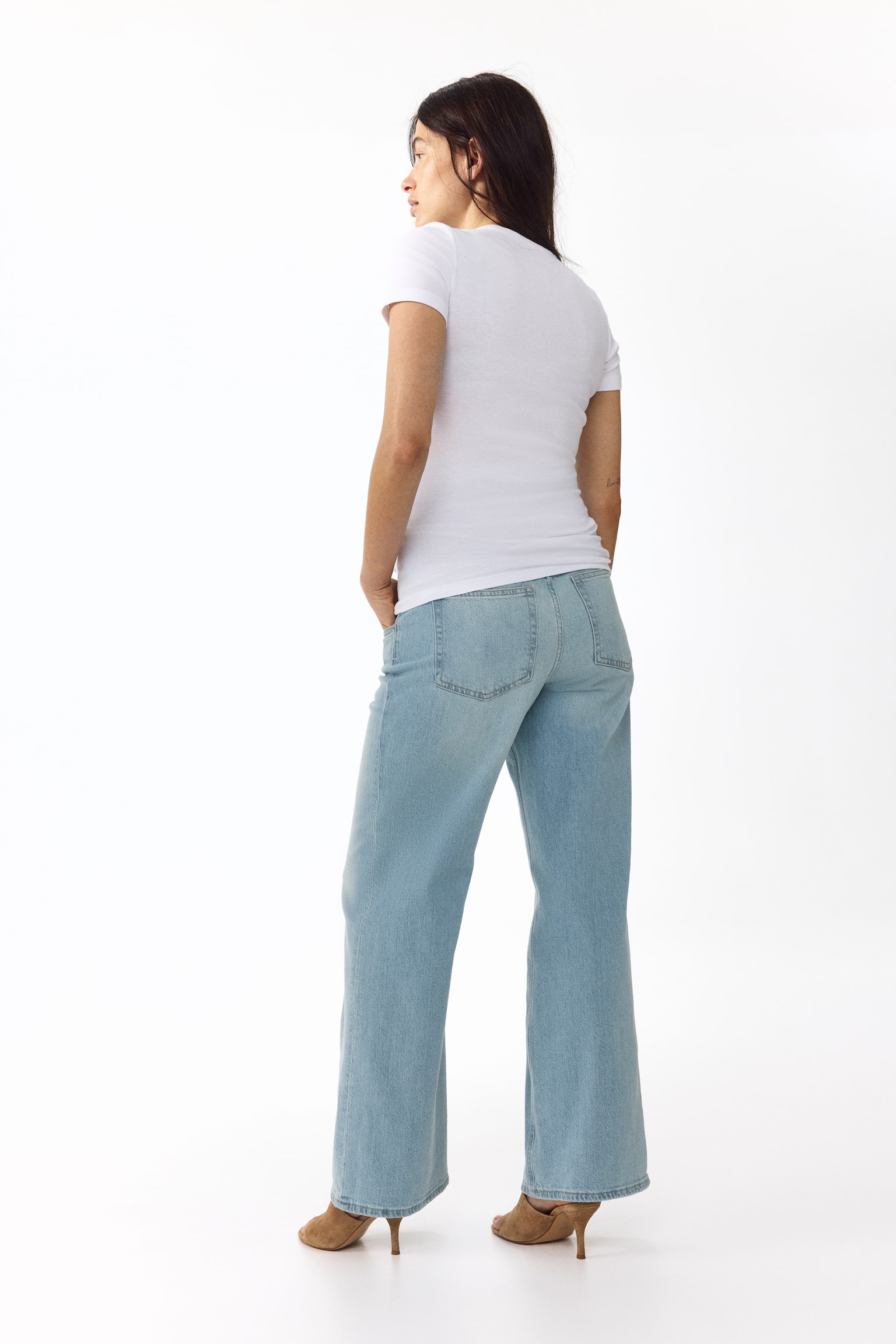 MAMA Wide jeans - כחול ג'ינס חיוור - 4