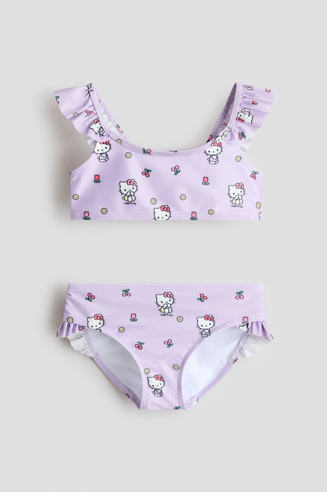 Costum de baie cu imprimeu și volane - Mov-deschis/Hello Kitty/Albastru-deschis/Frozen/Albastru-deschis/Minnie Mouse - 1